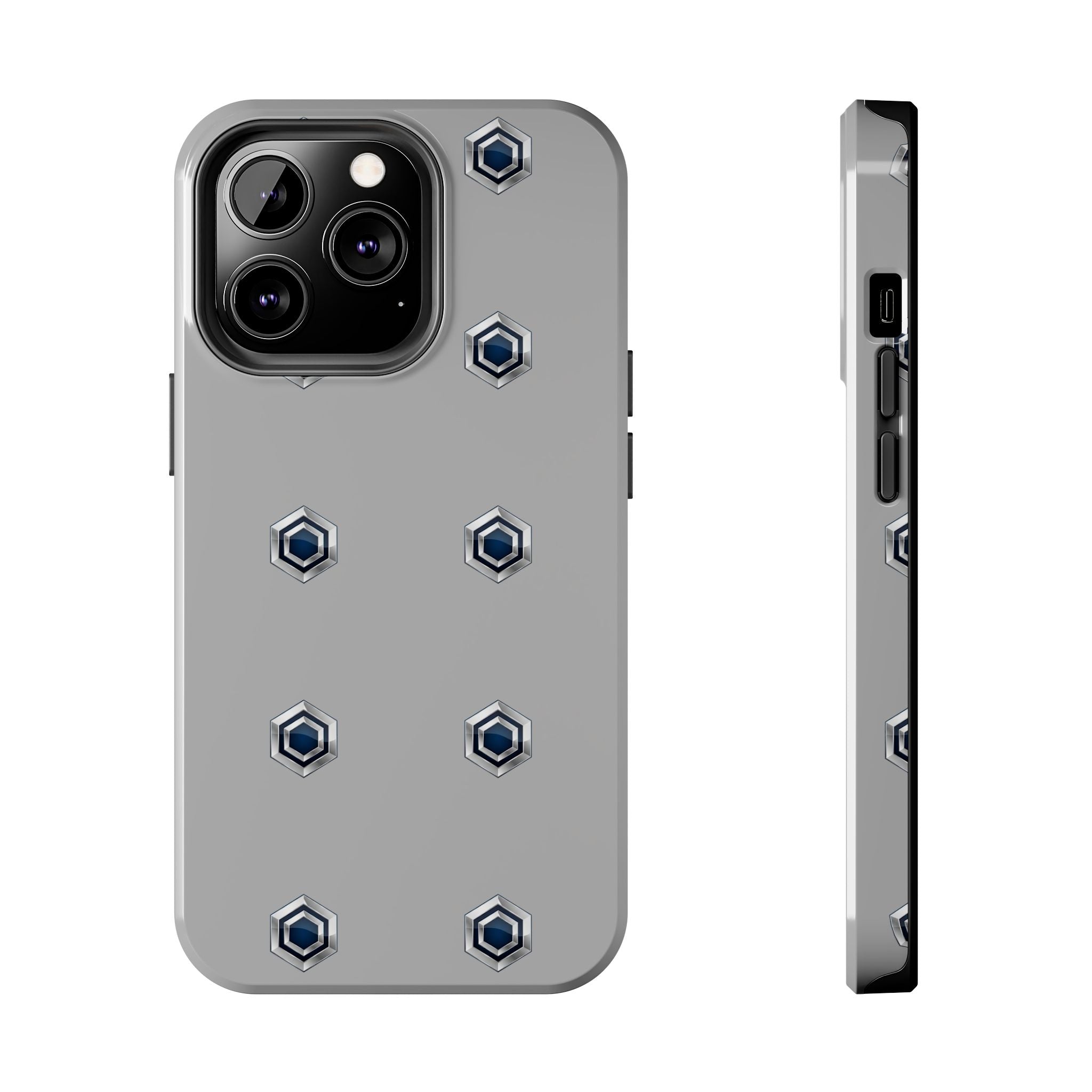 Tough Phone Case — Minimal Hex Rivet Armor (Gray)