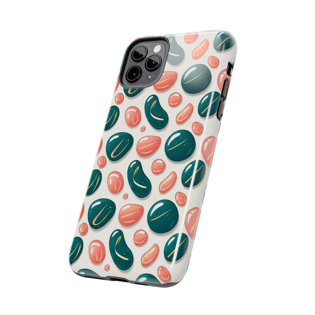 Abstract Pebble Pattern Tough Phone Case — Coral & Teal Protective Cover