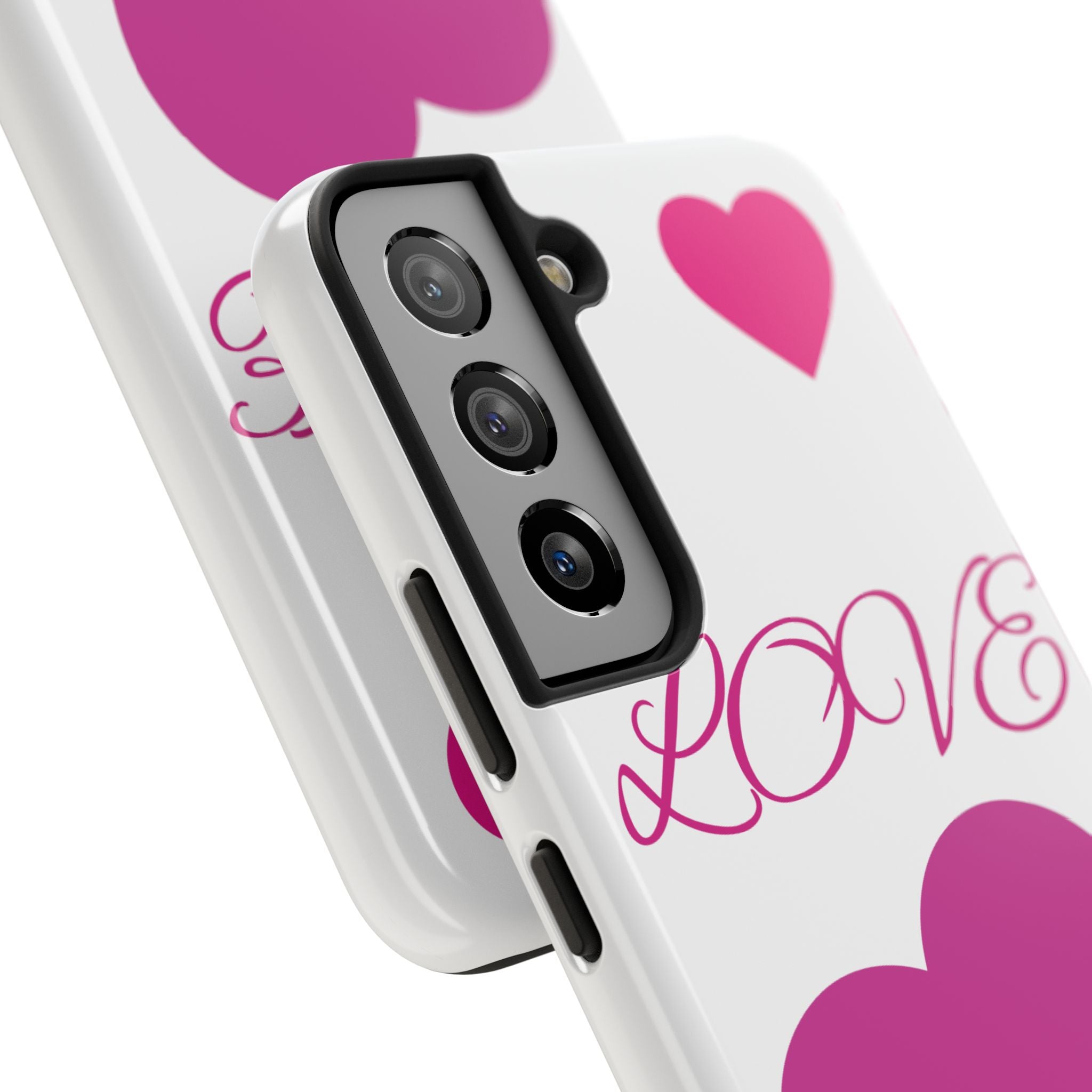 Love Heart Tough Phone Case — Pink Hearts Protective Phone Cover