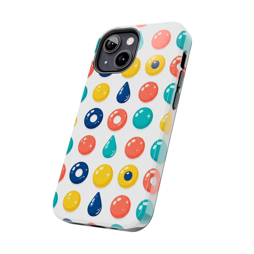Colorful Candy Dot Tough Phone Case — Bright Retro Polka Drop Design