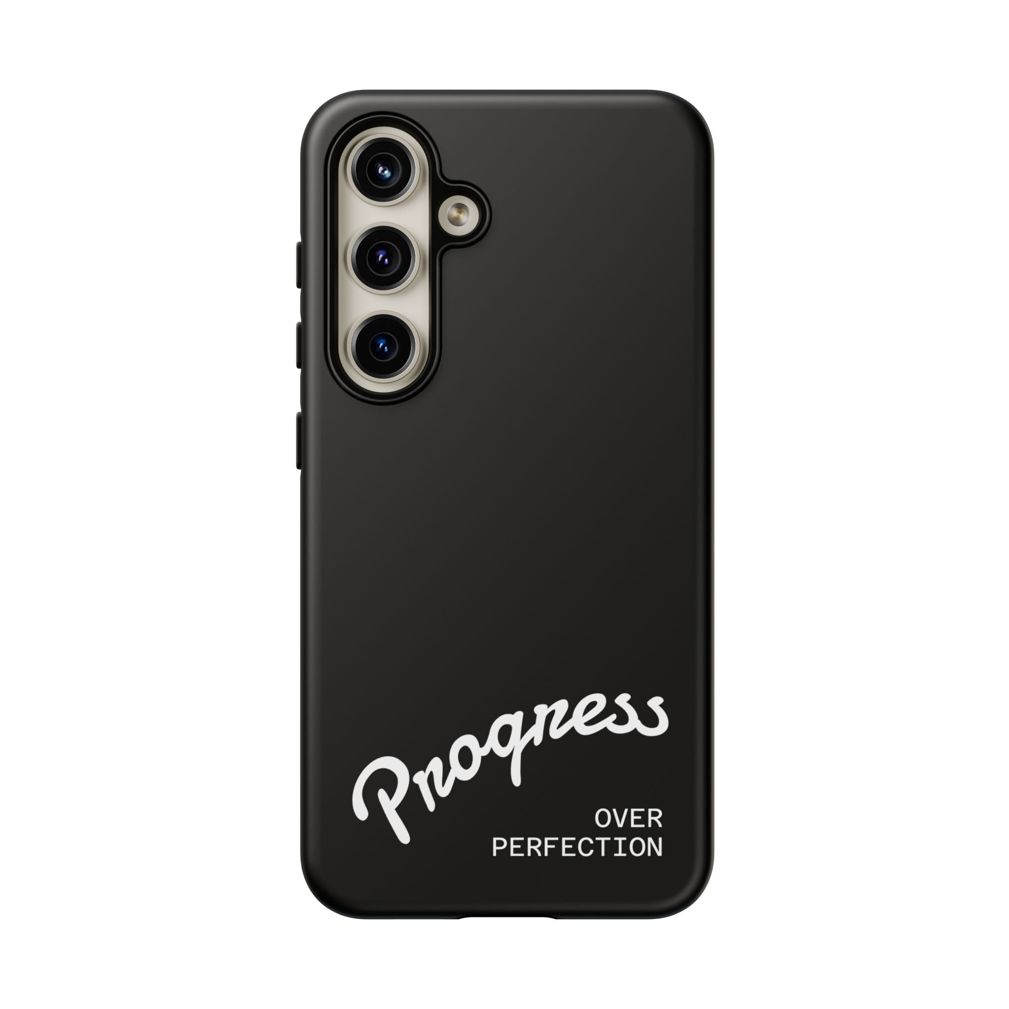 Phone Case - "Progress Over Perfection" Glossy Black Protective Cover