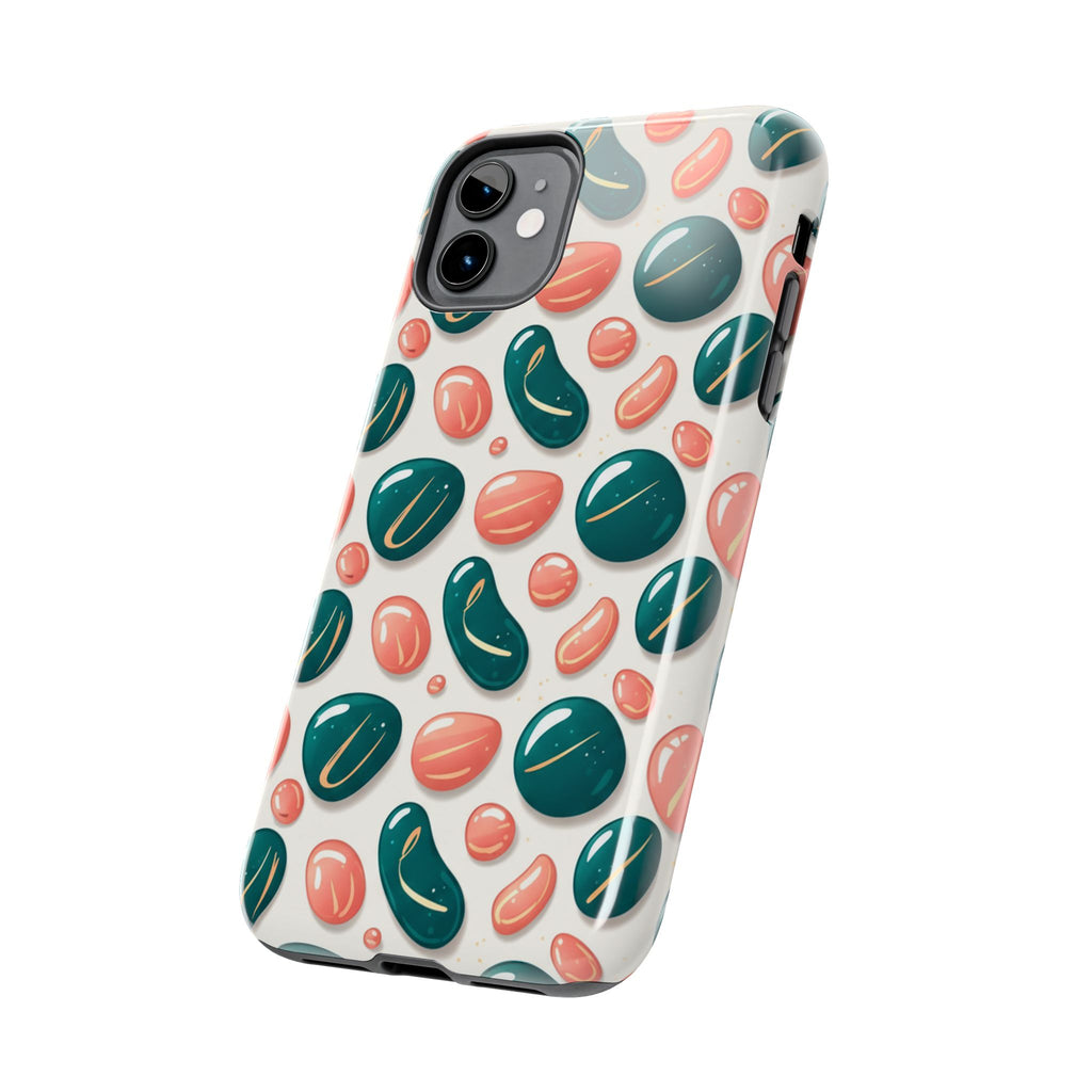 Abstract Pebble Pattern Tough Phone Case — Coral & Teal Protective Cover