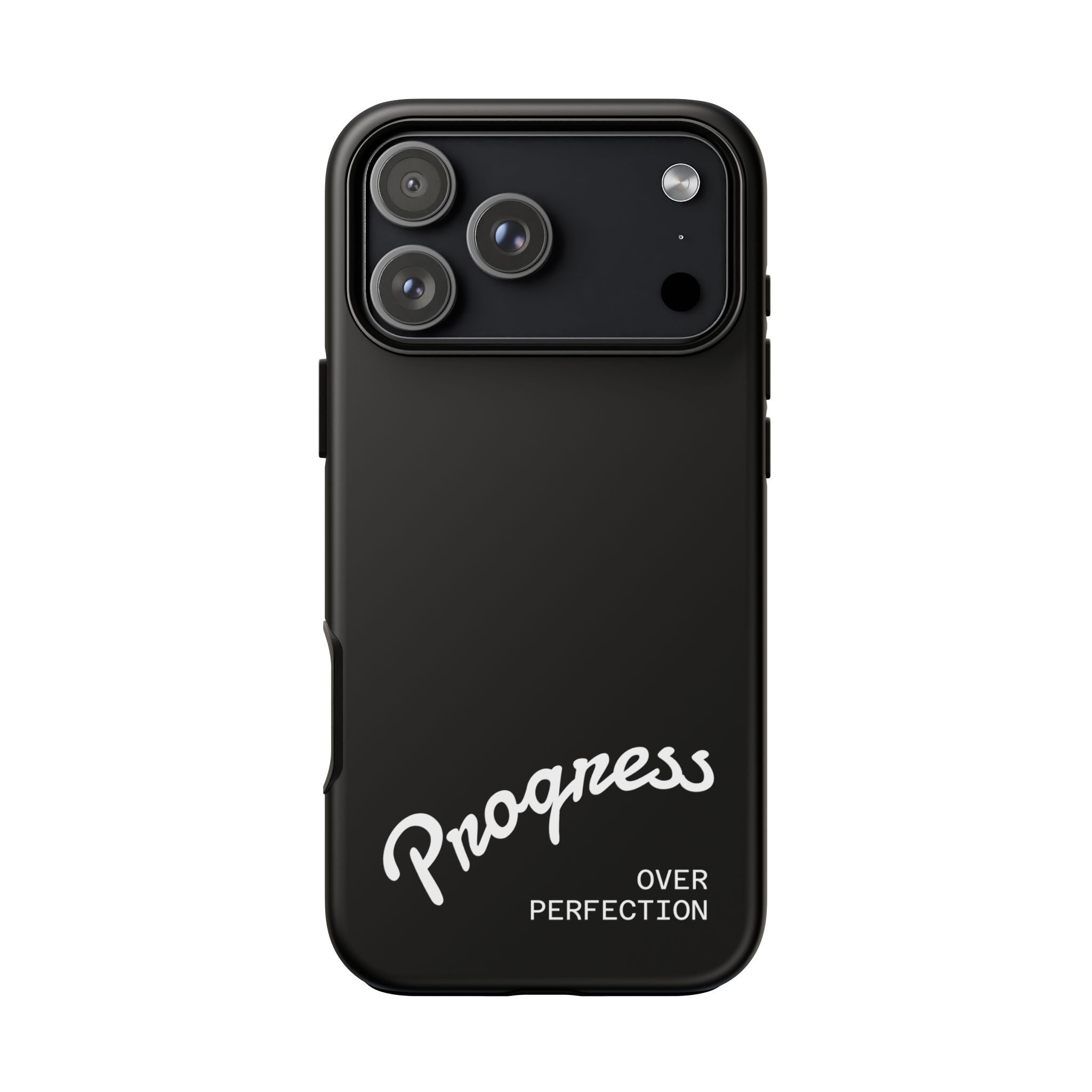 Phone Case - "Progress Over Perfection" Glossy Black Protective Cover