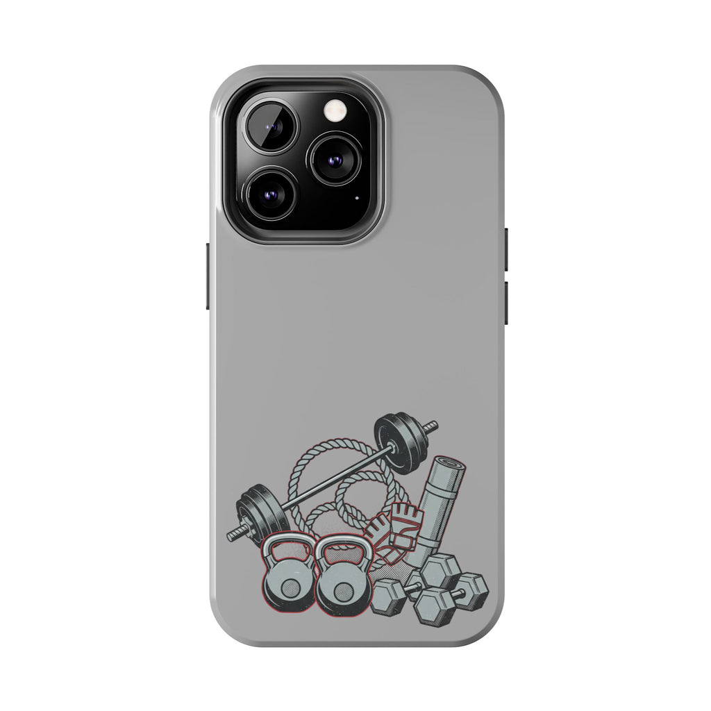 Fitness Gear Tough Phone Case — Dumbbells, Kettlebells & Jump Rope Design