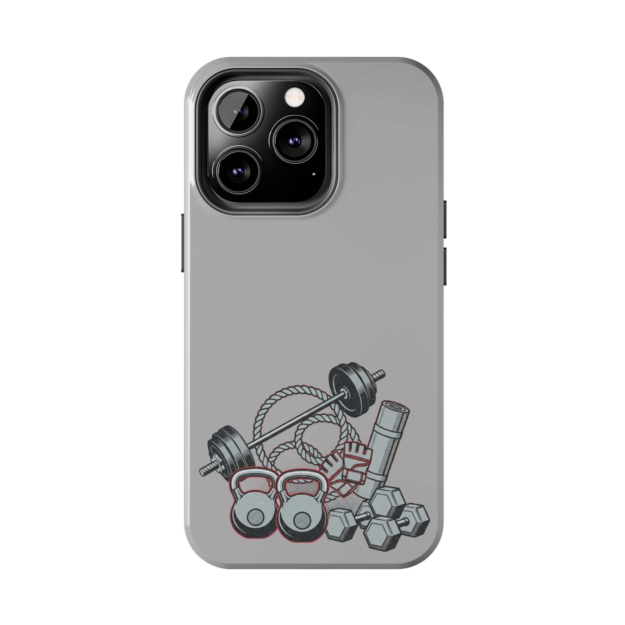 Fitness Gear Tough Phone Case — Dumbbells, Kettlebells & Jump Rope Design