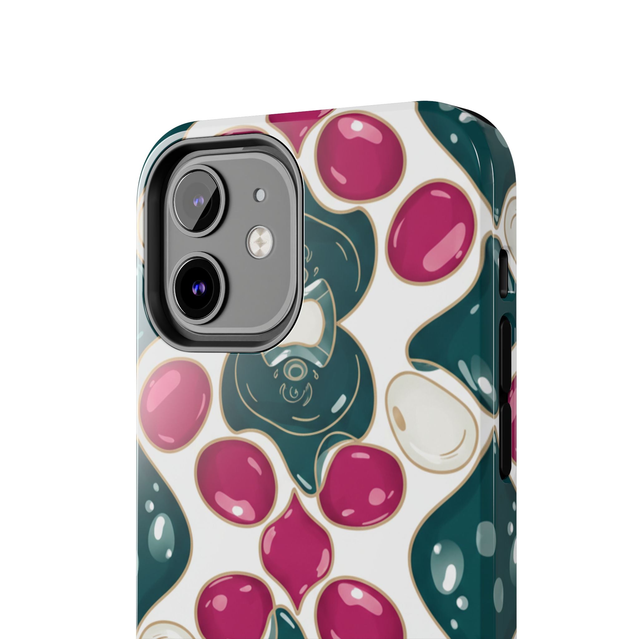 Floral Jewel Pattern Tough Phone Case — Teal & Fuchsia Protective Cover