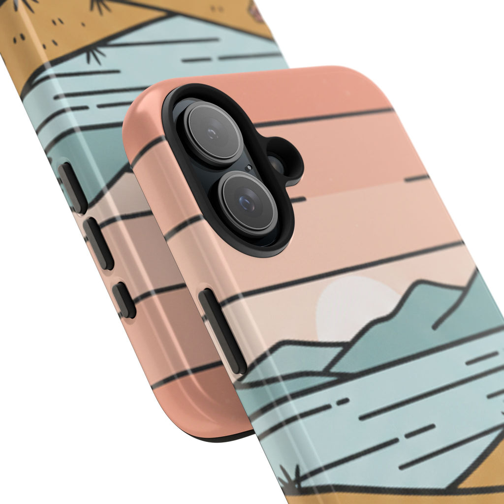 Scenic Path Tough Phone Case — Pastel Lake & Mountain Protective Cover
