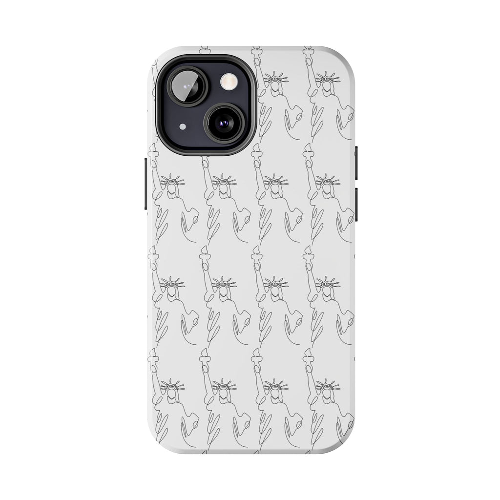 Statue of Liberty Sketch Tough Phone Case — Minimal Patriotic iPhone Cover
