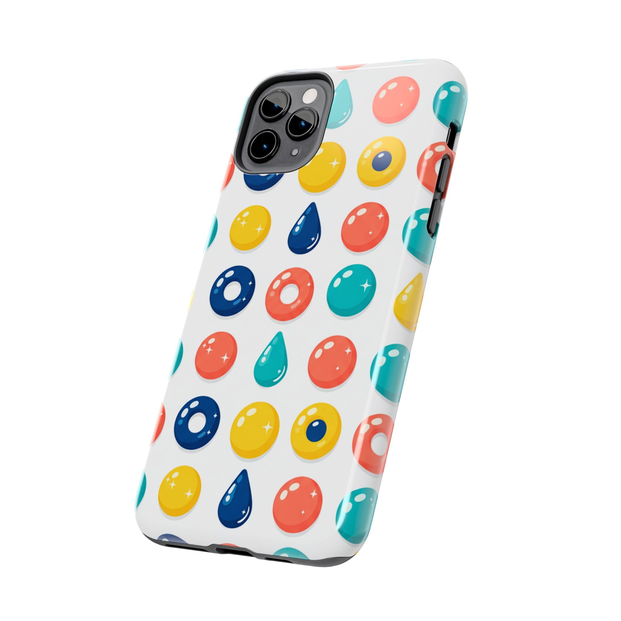 Colorful Candy Dot Tough Phone Case — Bright Retro Polka Drop Design