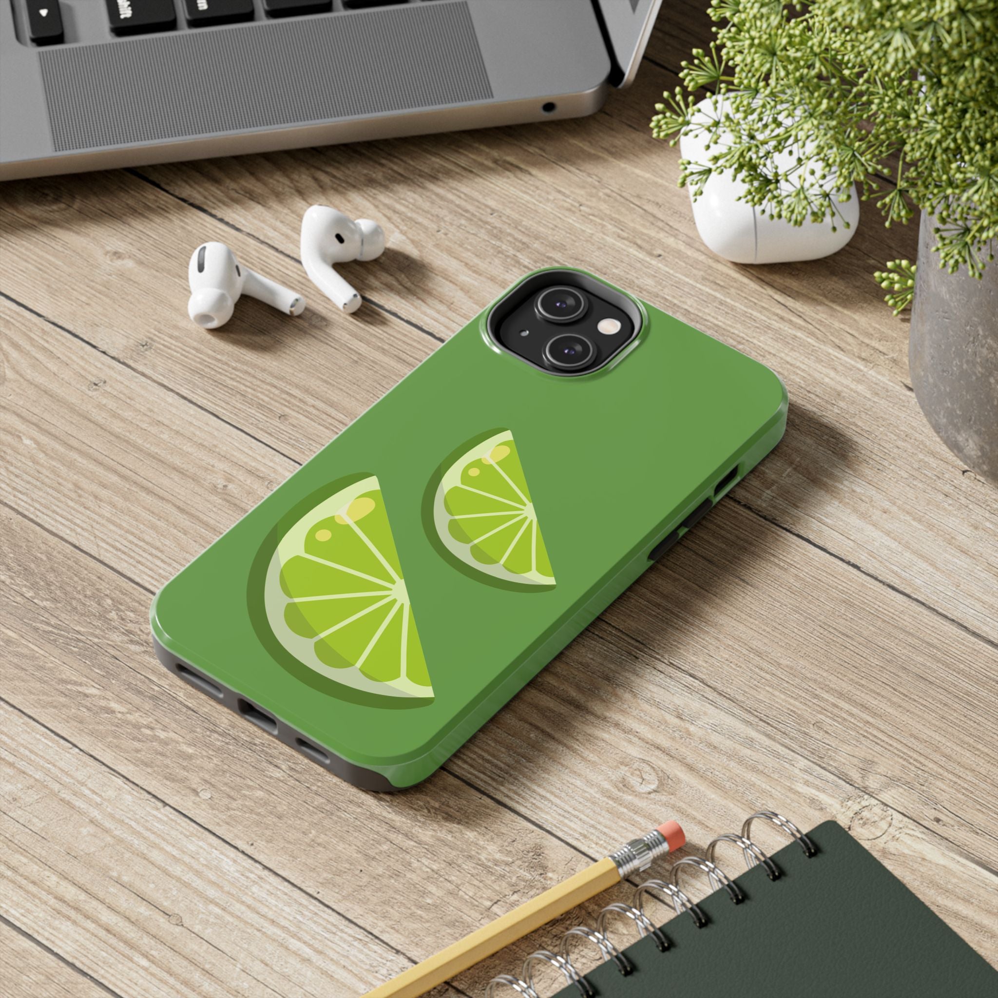Lime Slice Tough Phone Case — Bright Green Citrus Protective Cover