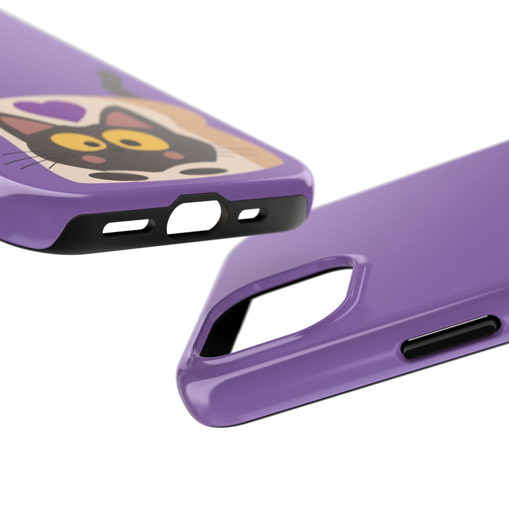 Purple Cute Cat-in-Bread Tough Phone Case — Cute Cat Heart Design
