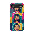 Bold Pop Art Faces Tough Phone Case — Colorful Retro Portrait Protective Cover