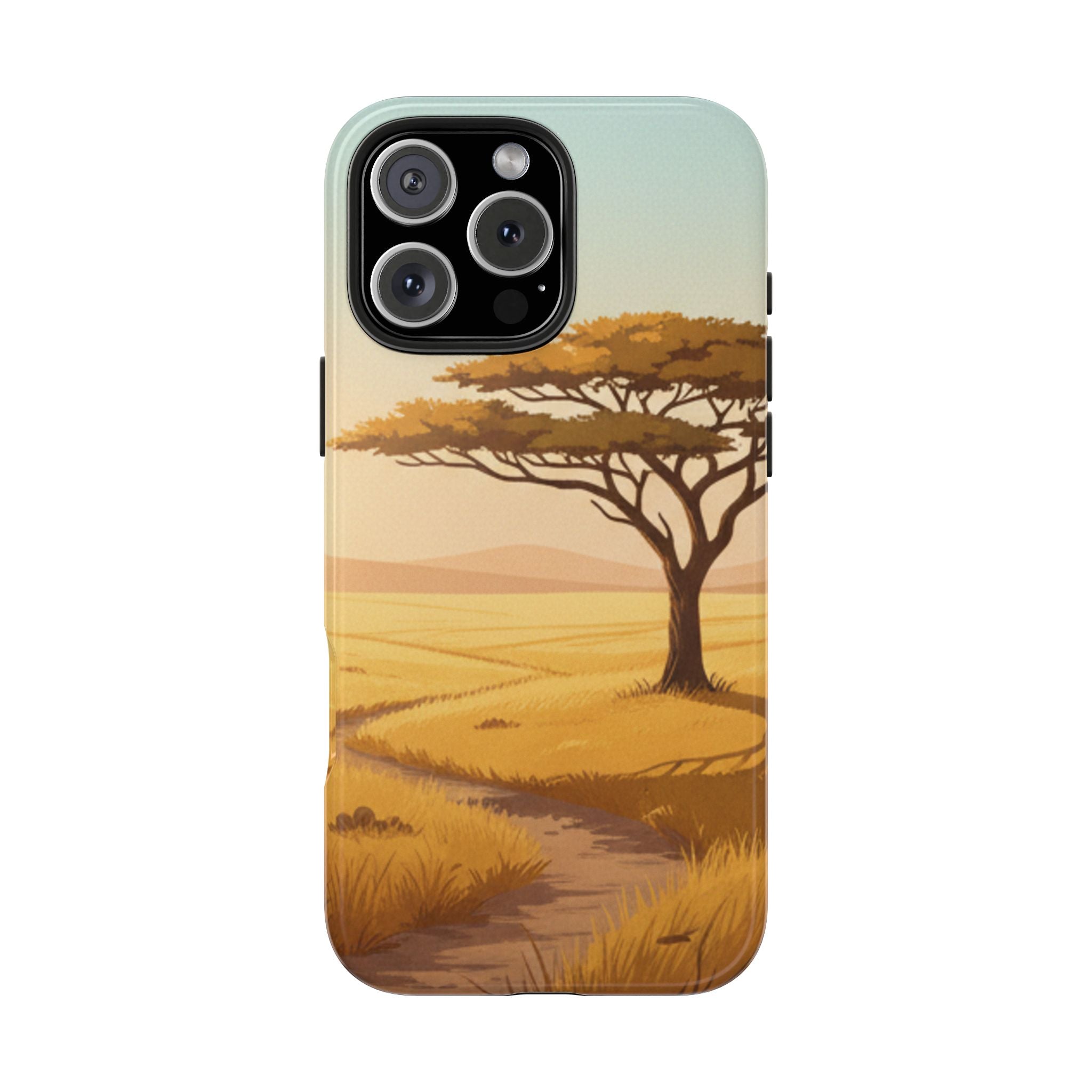 Safari Sunset Tough Phone Case — African Savanna Tree Design