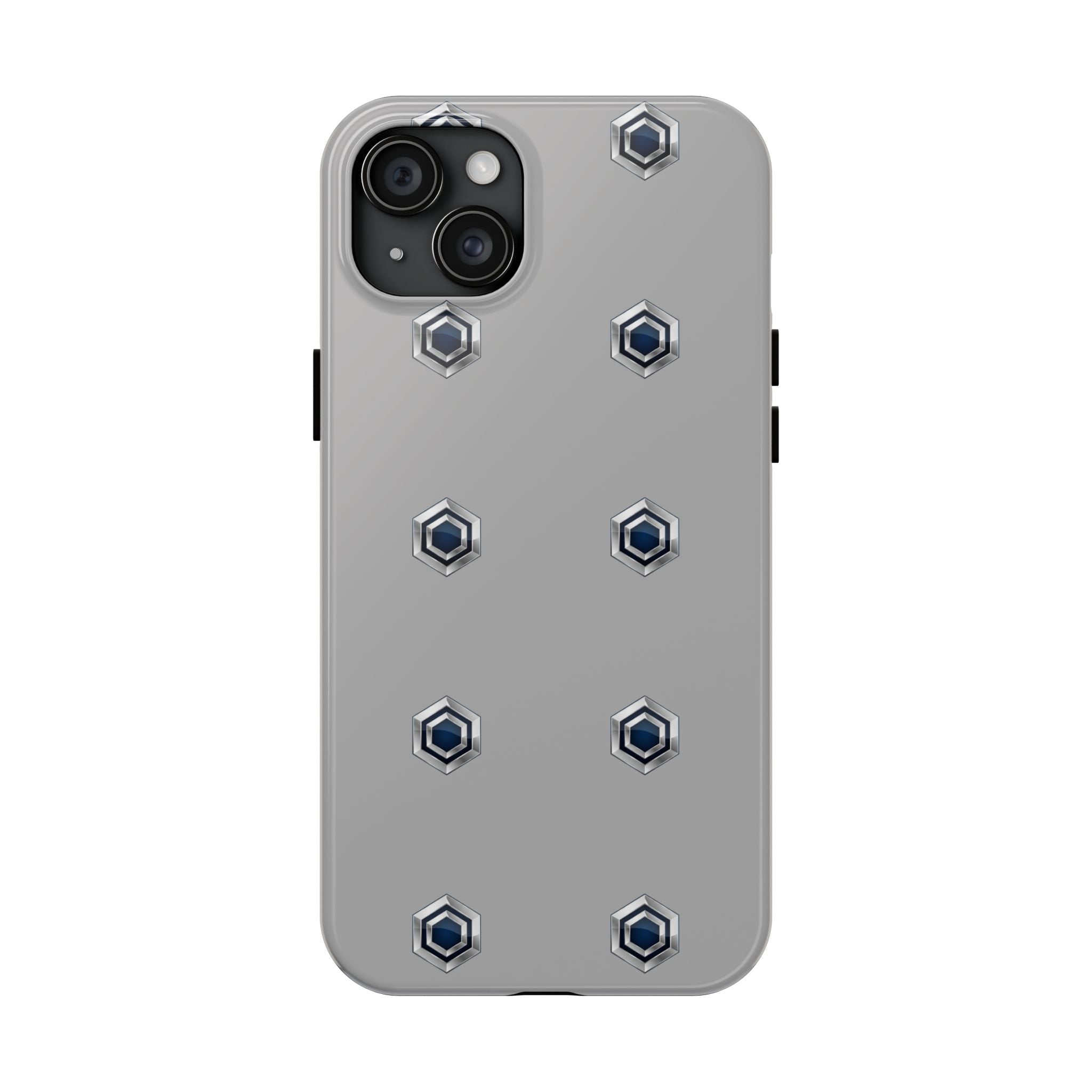 Tough Phone Case — Minimal Hex Rivet Armor (Gray)