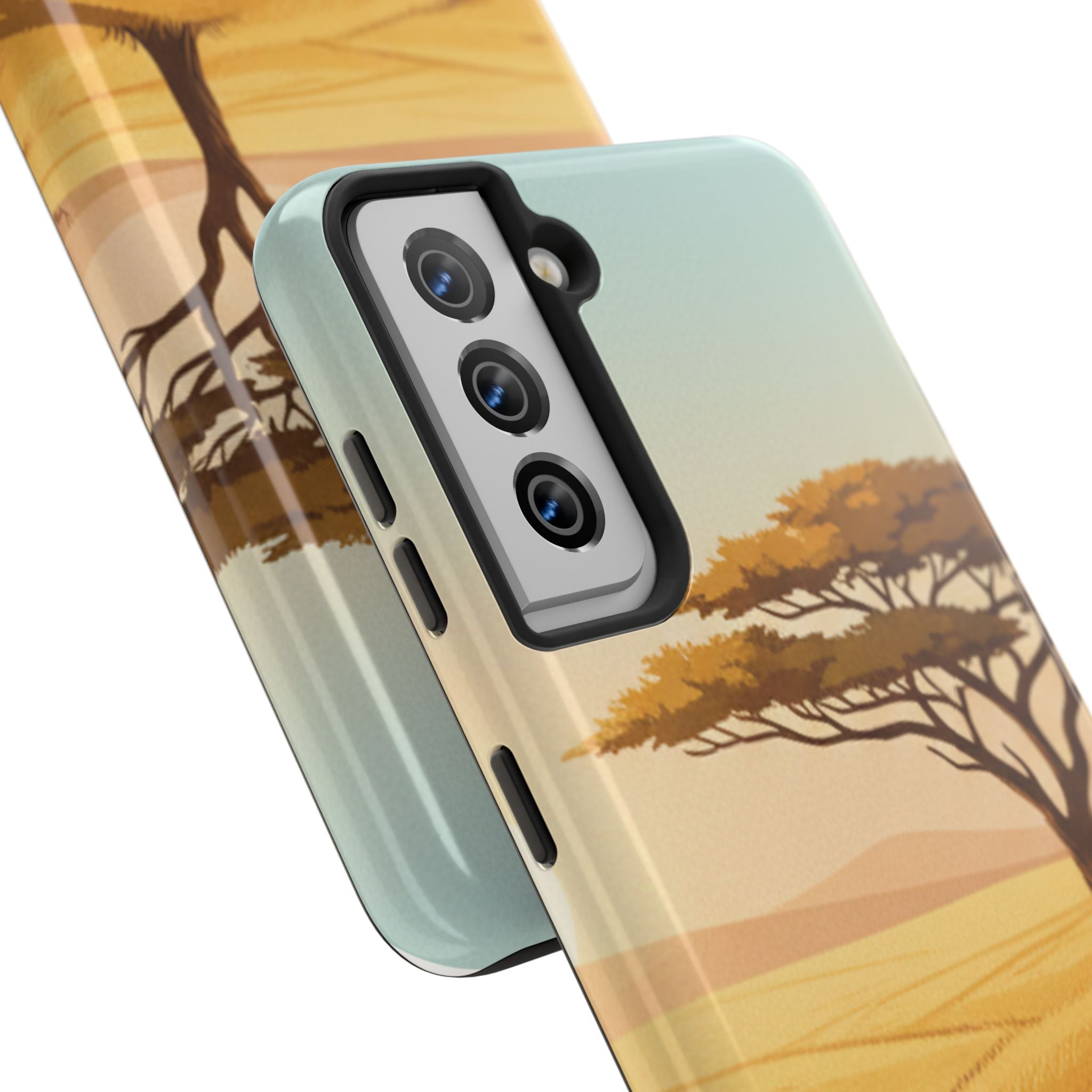 Safari Sunset Tough Phone Case — African Savanna Tree Design