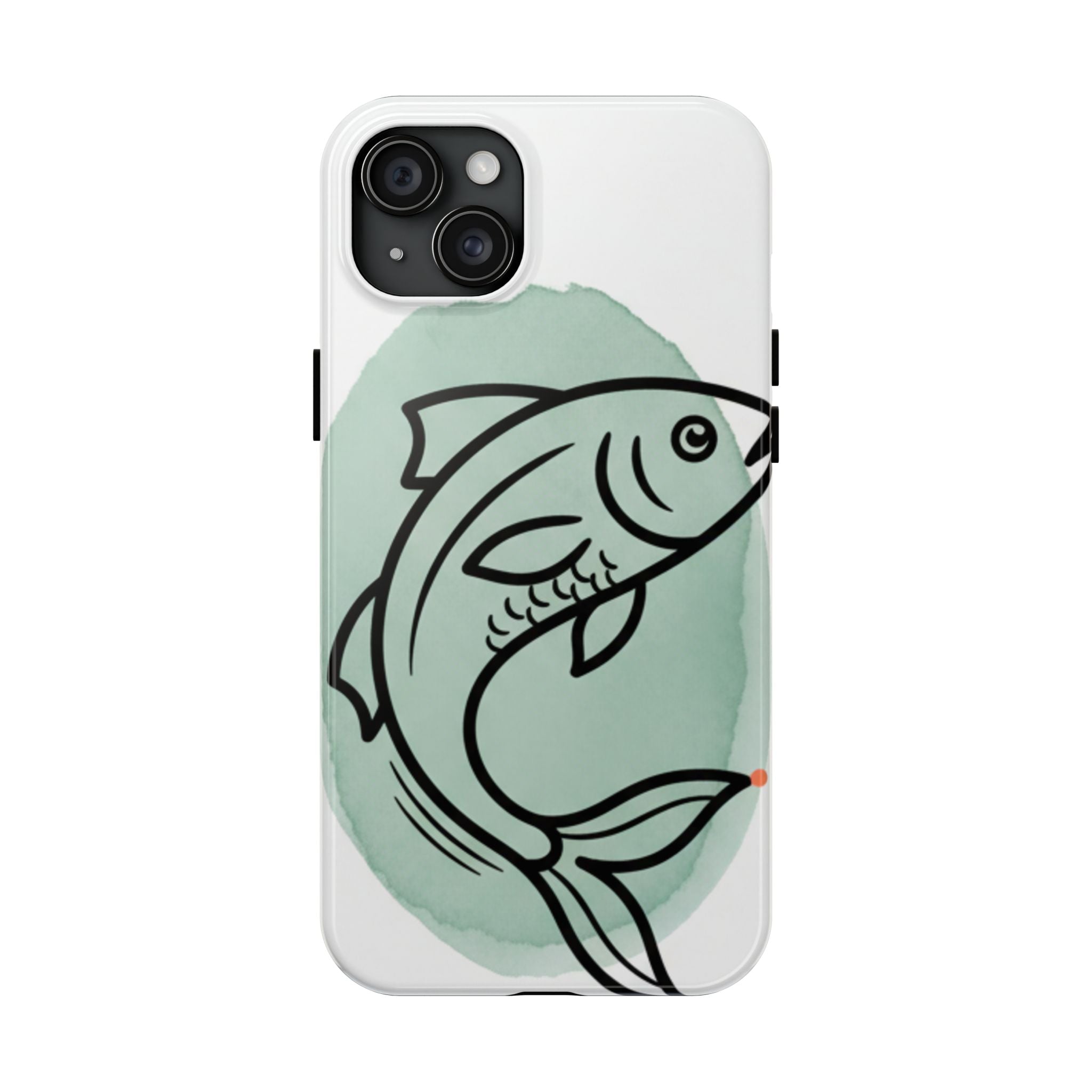 Fish Silhouette Tough Phone Case — Minimalist Aqua Watercolor Design