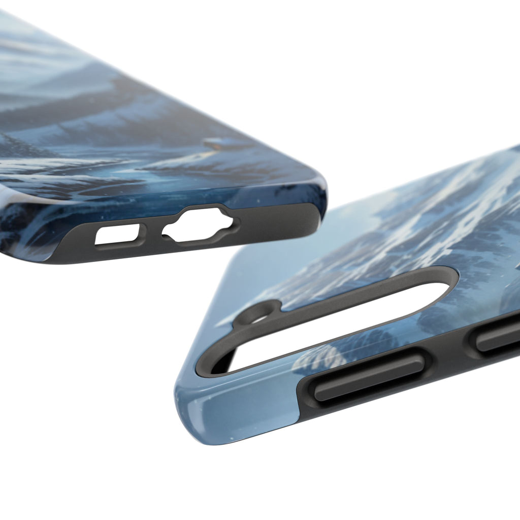 Tough Phone Case — Snowy Mountain Cabin Landscape Protective Phone Cover
