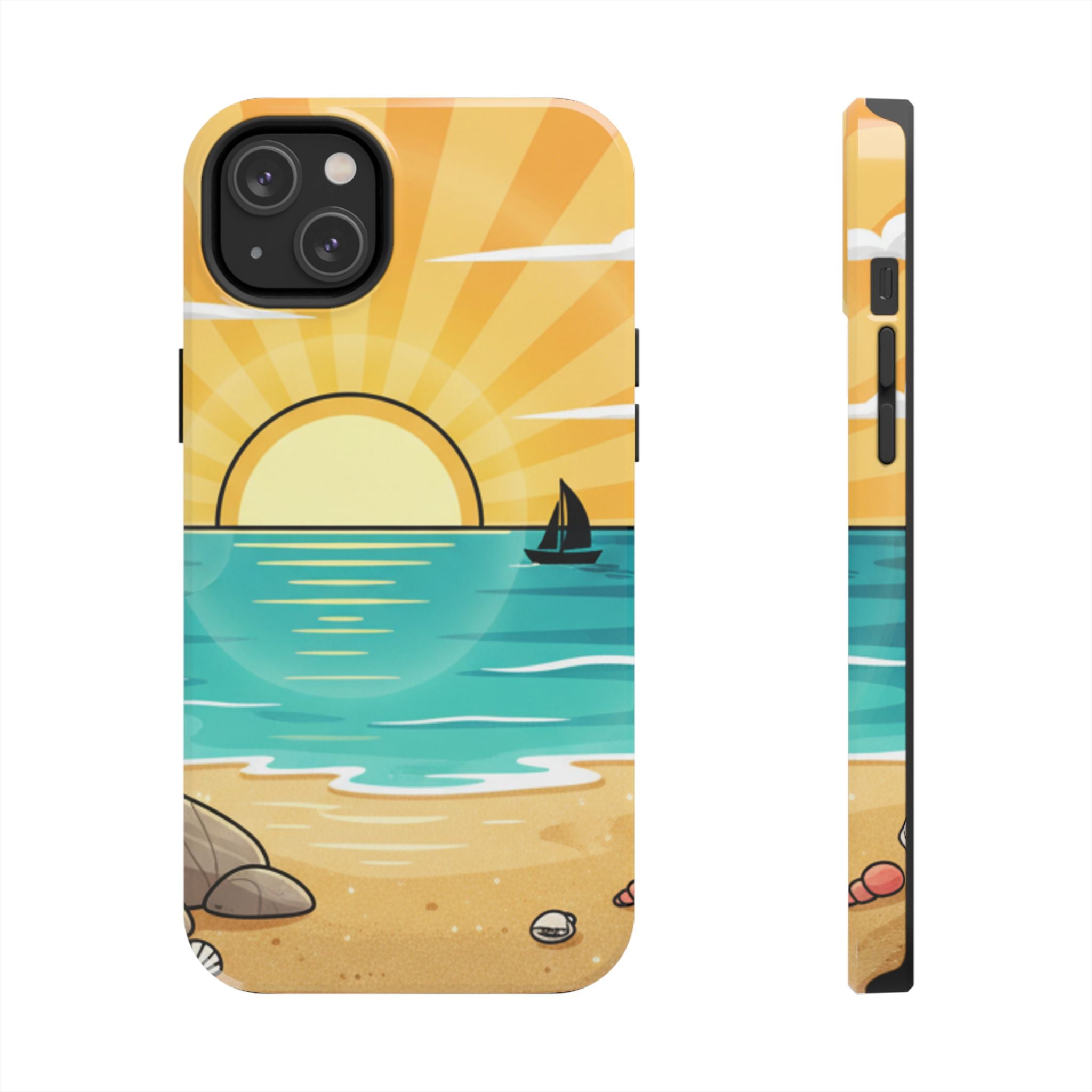 Tough Phone Case — Sunset Beach Sailboat Design