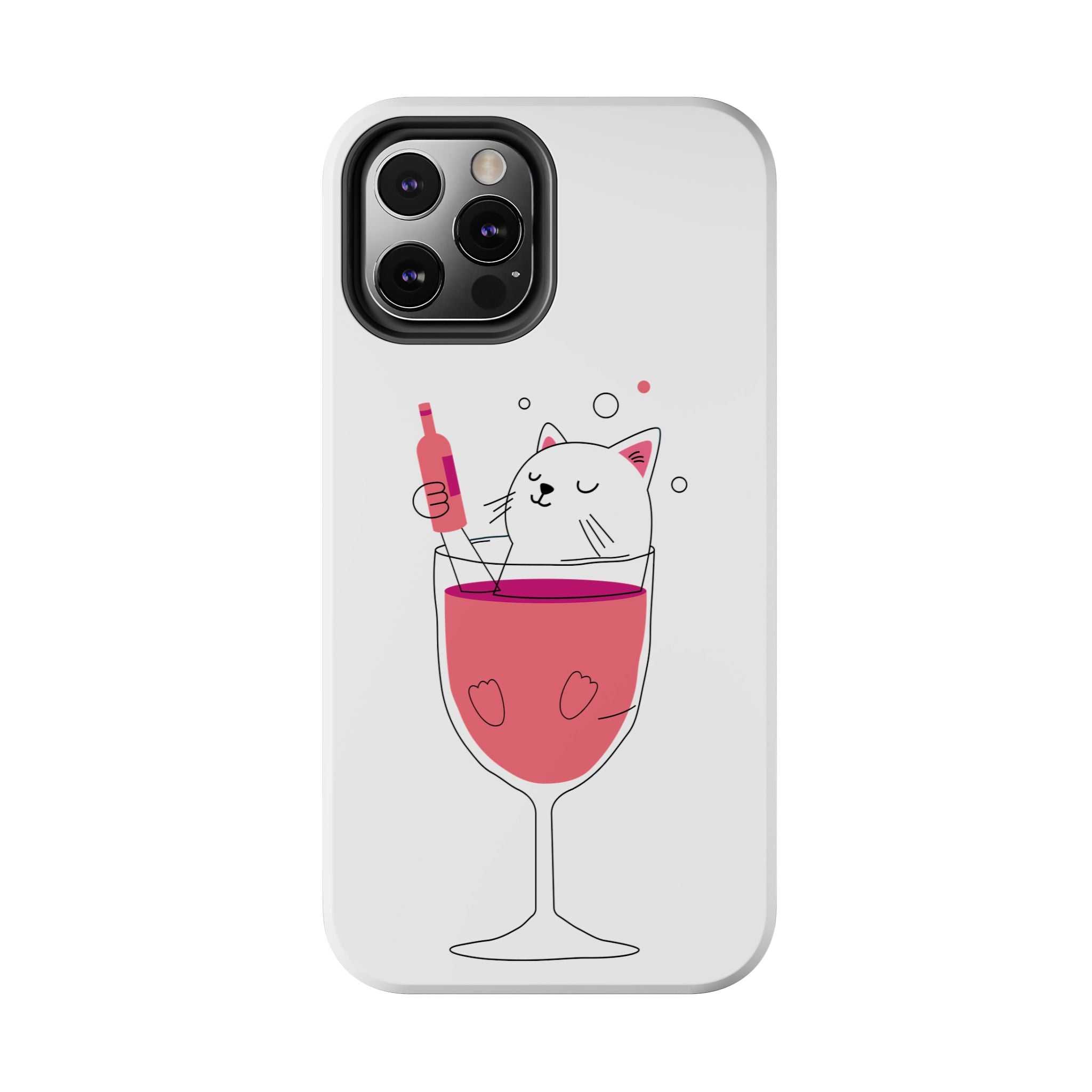Cat Wine Phone Case — Cute Cat in Wine Glass Protective Case
