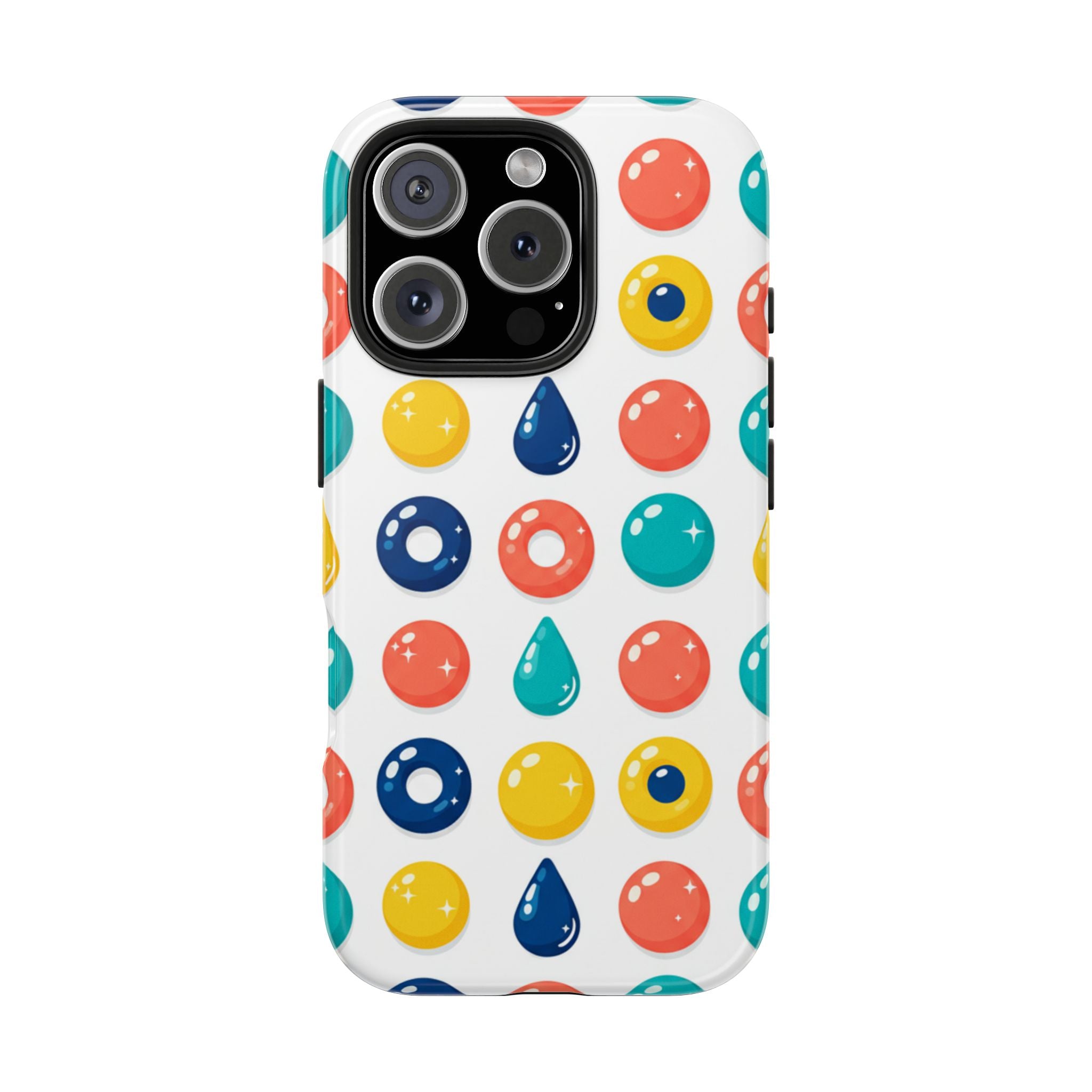 Colorful Candy Dot Tough Phone Case — Bright Retro Polka Drop Design