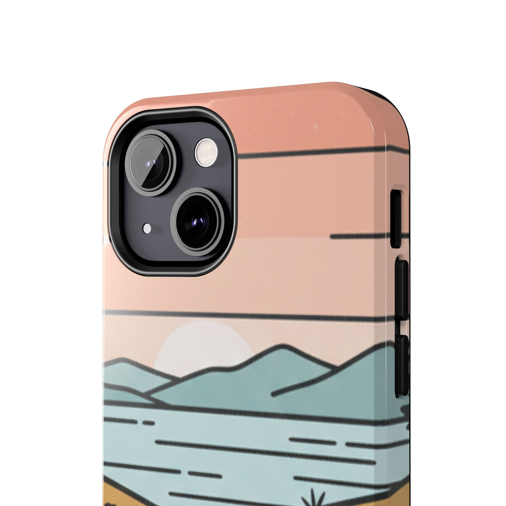 Scenic Path Tough Phone Case — Pastel Lake & Mountain Protective Cover
