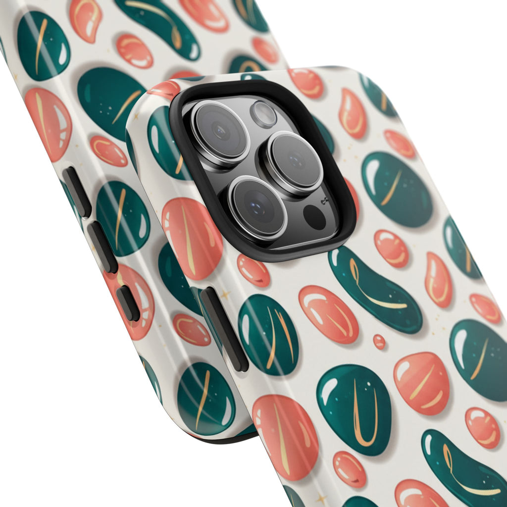 Abstract Pebble Pattern Tough Phone Case — Coral & Teal Protective Cover