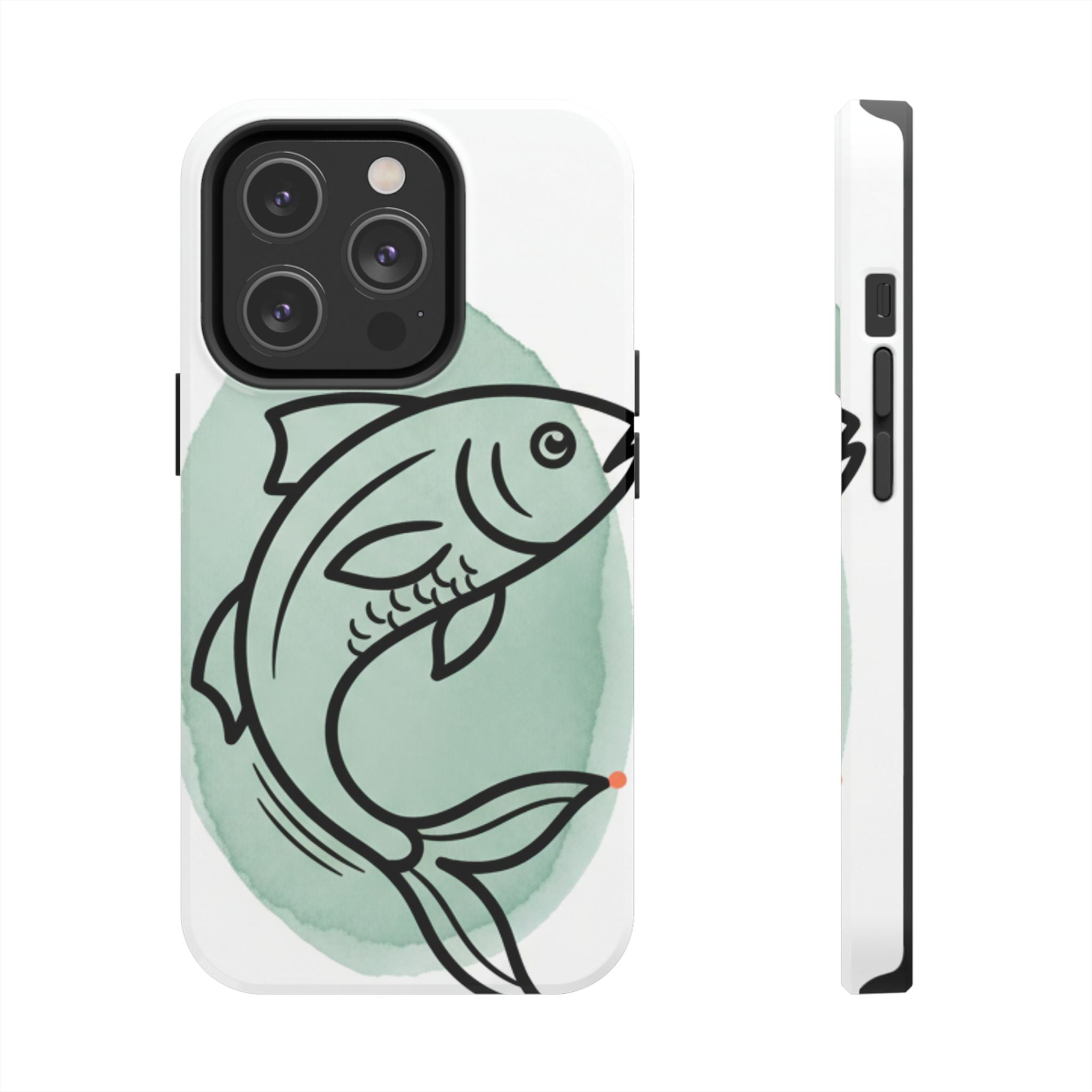 Fish Silhouette Tough Phone Case — Minimalist Aqua Watercolor Design