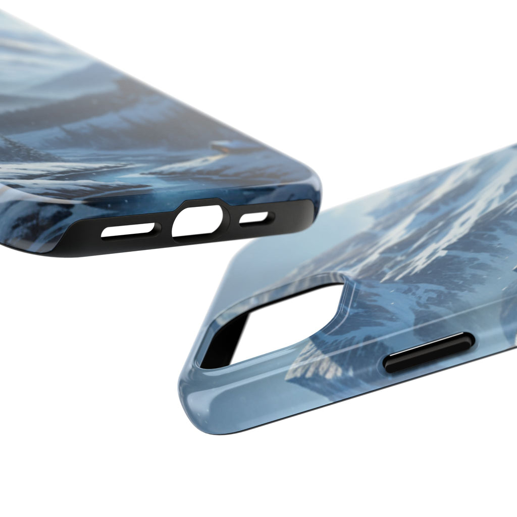 Tough Phone Case — Snowy Mountain Cabin Landscape Protective Phone Cover