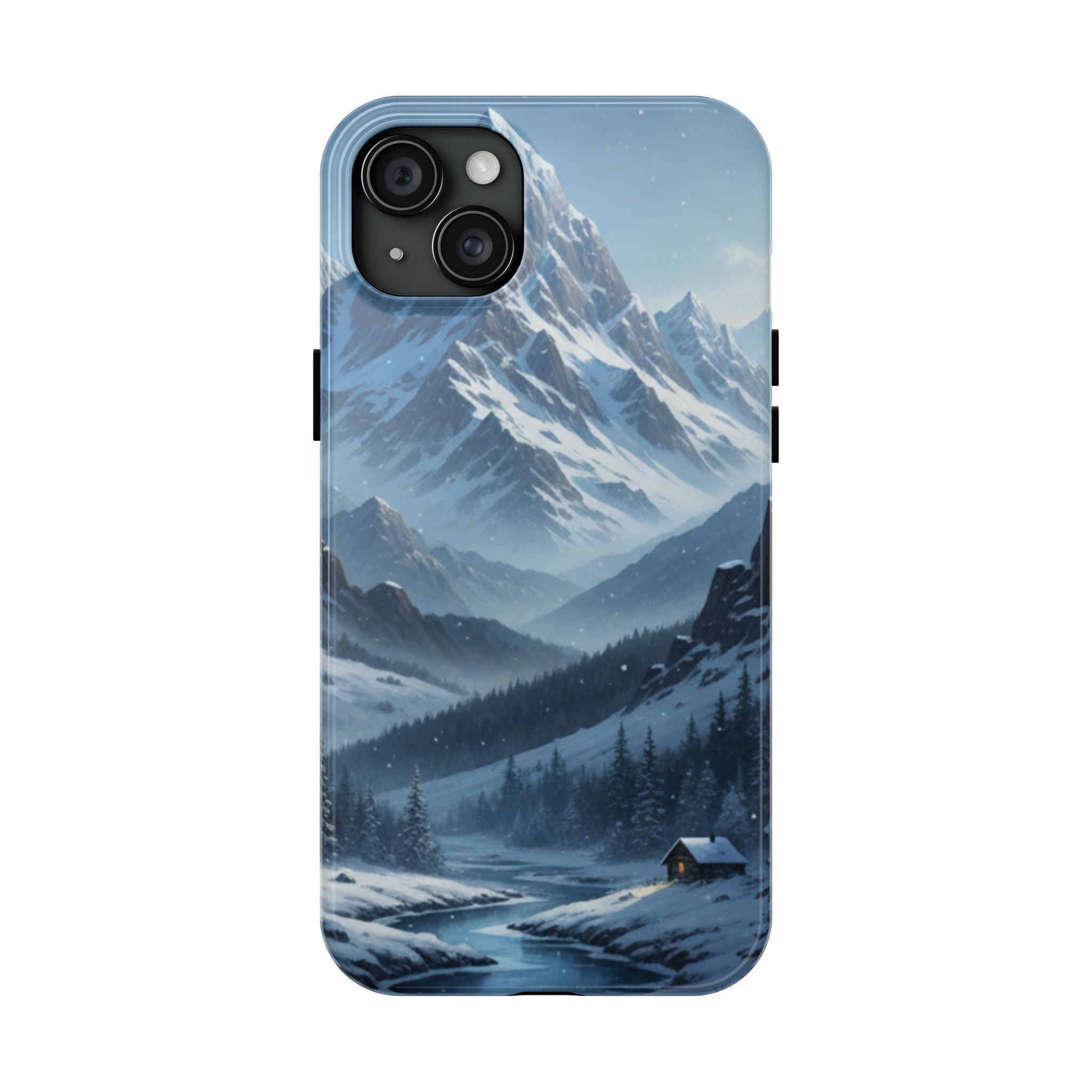 Tough Phone Case — Snowy Mountain Cabin Landscape Protective Phone Cover