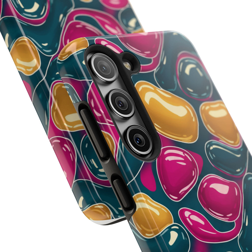 Abstract Colorful Blob Phone Case — Bold Teal, Magenta & Gold Protective Cover