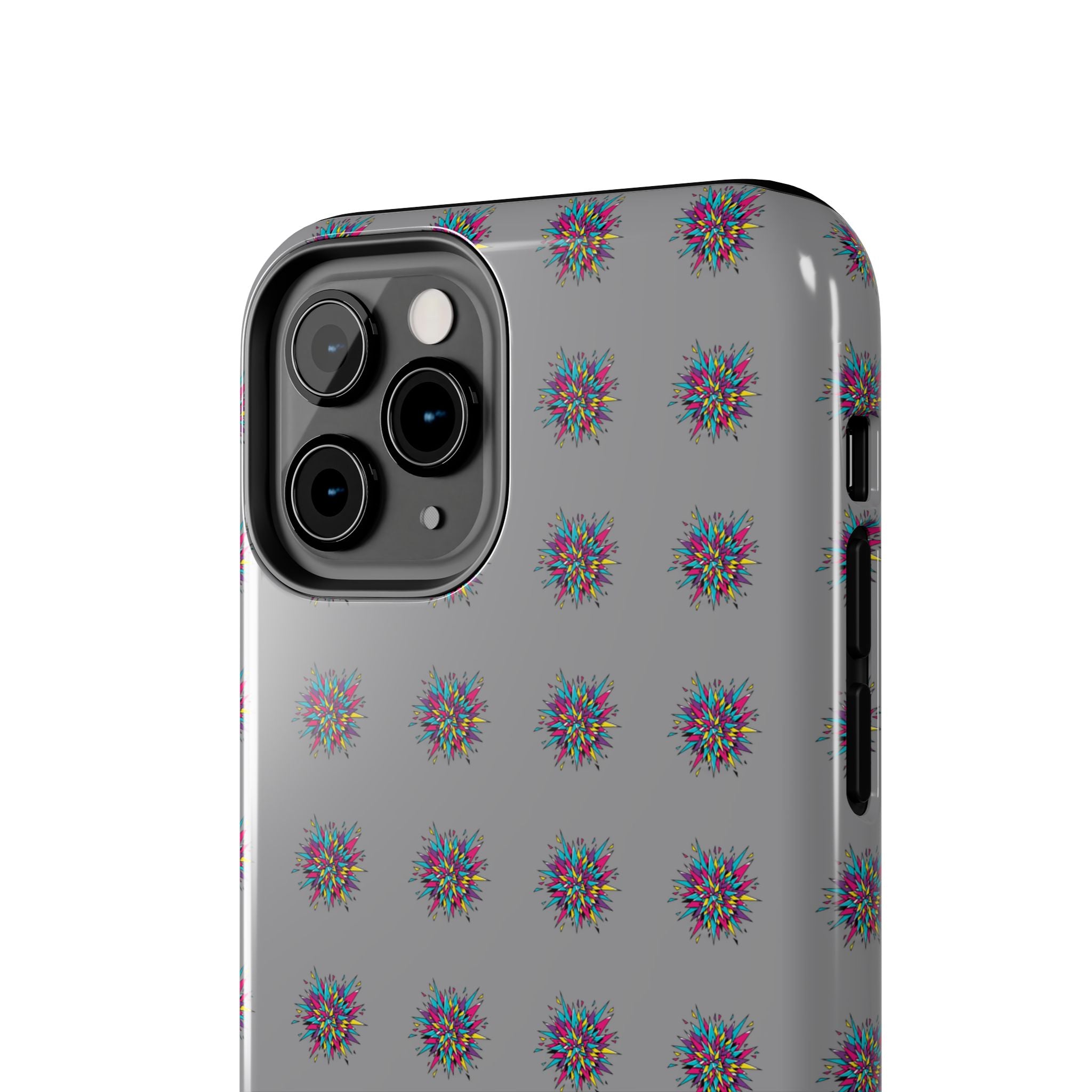 Tough Phone Case — Abstract Floral Burst Pattern on Gray (Protective Slim Fit)