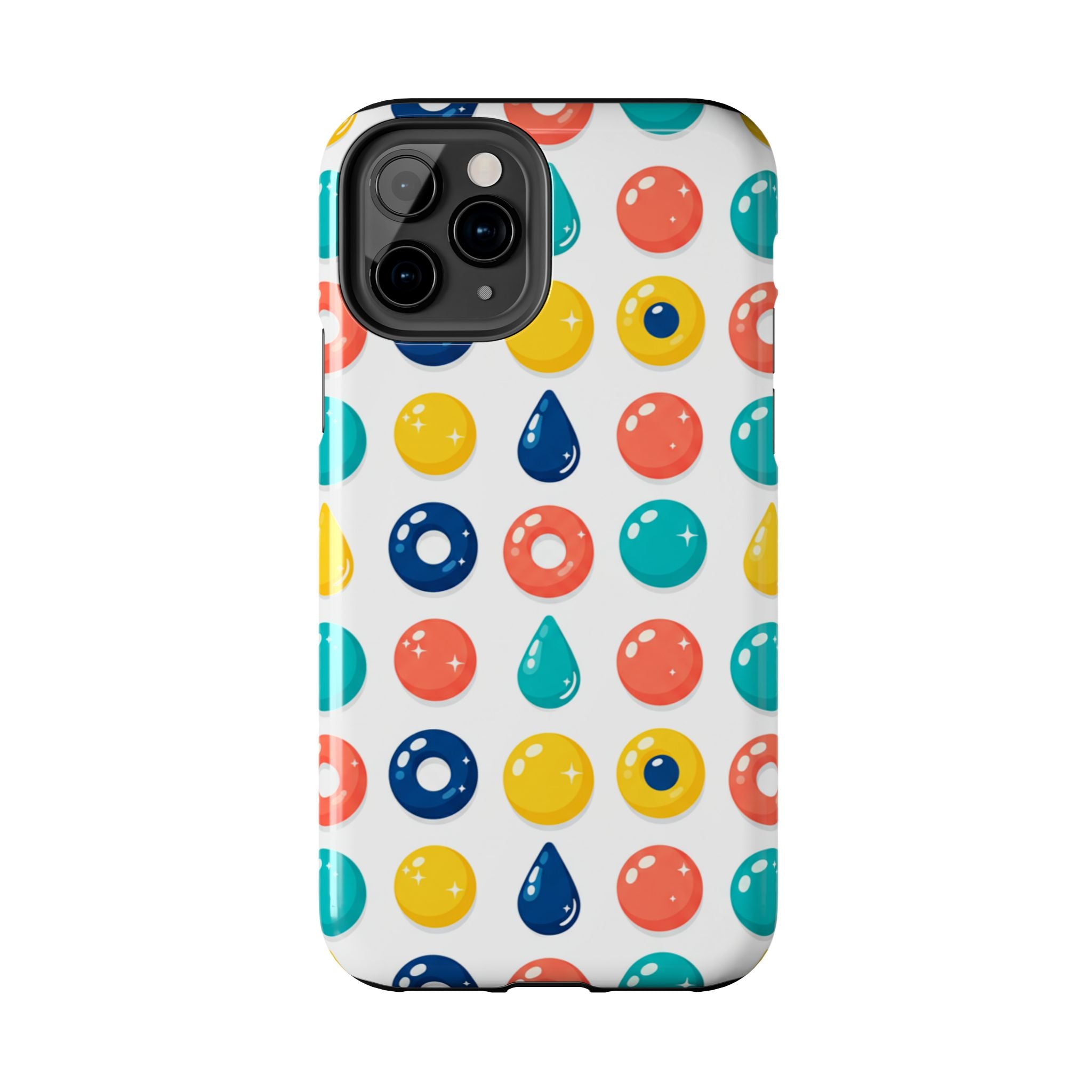 Colorful Candy Dot Tough Phone Case — Bright Retro Polka Drop Design