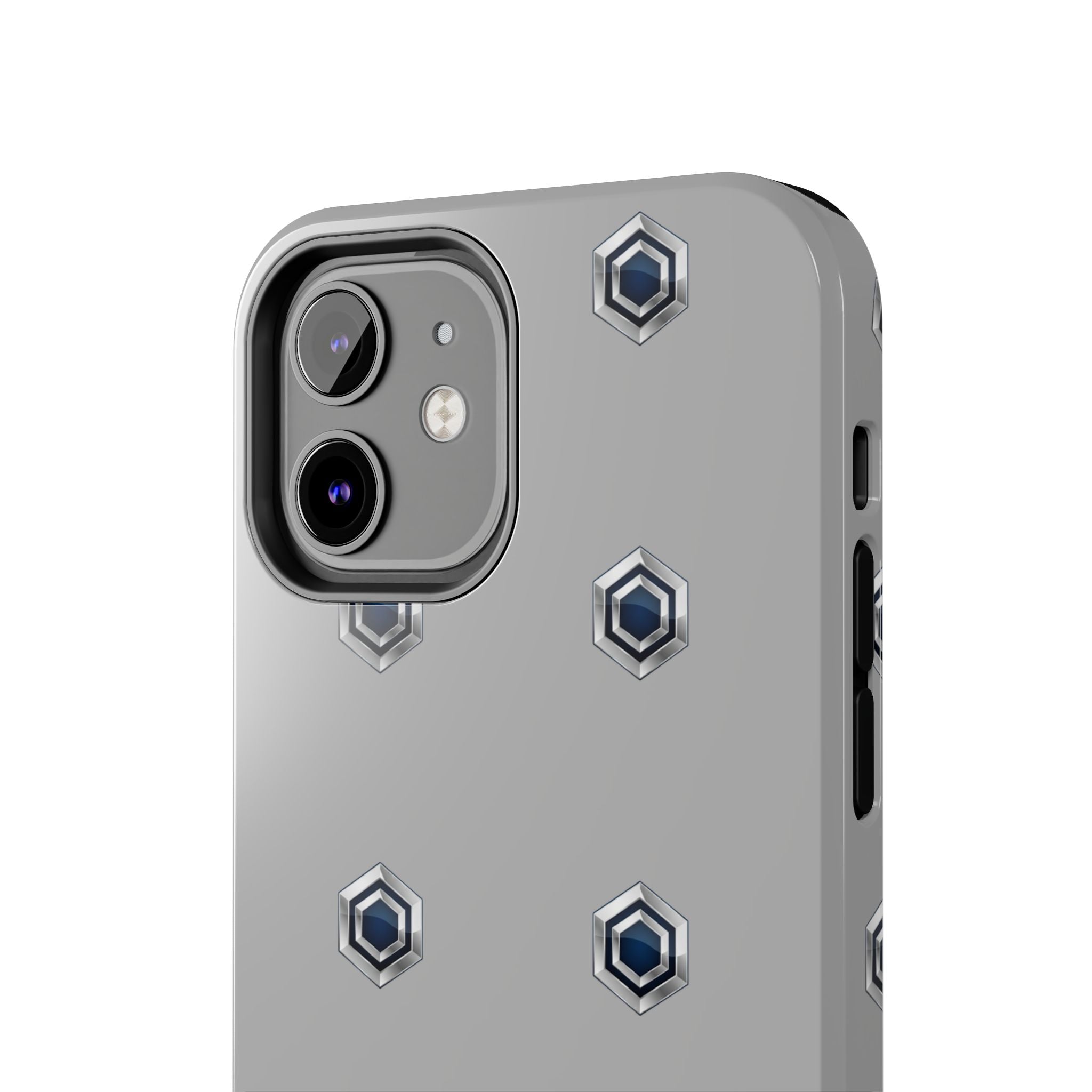 Tough Phone Case — Minimal Hex Rivet Armor (Gray)