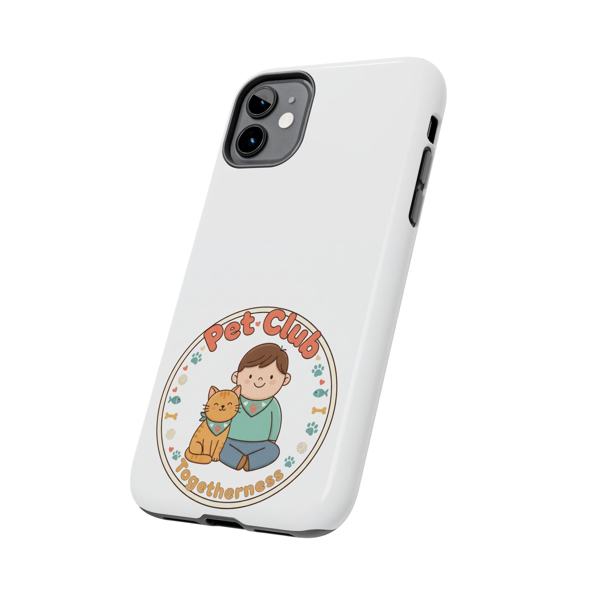 Pet Club Tough Phone Case — Cute Boy & Cat Illustration, "Togetherness" Design