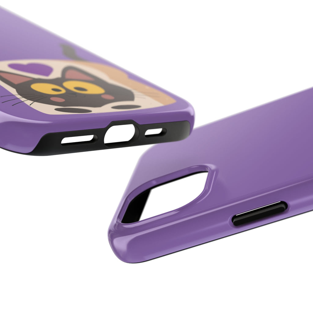 Purple Cute Cat-in-Bread Tough Phone Case — Cute Cat Heart Design