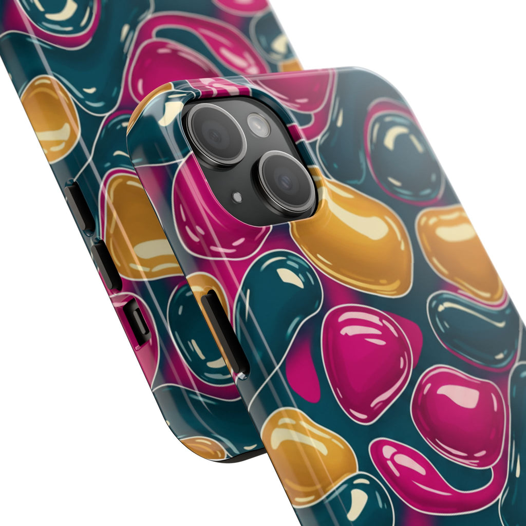 Abstract Colorful Blob Phone Case — Bold Teal, Magenta & Gold Protective Cover