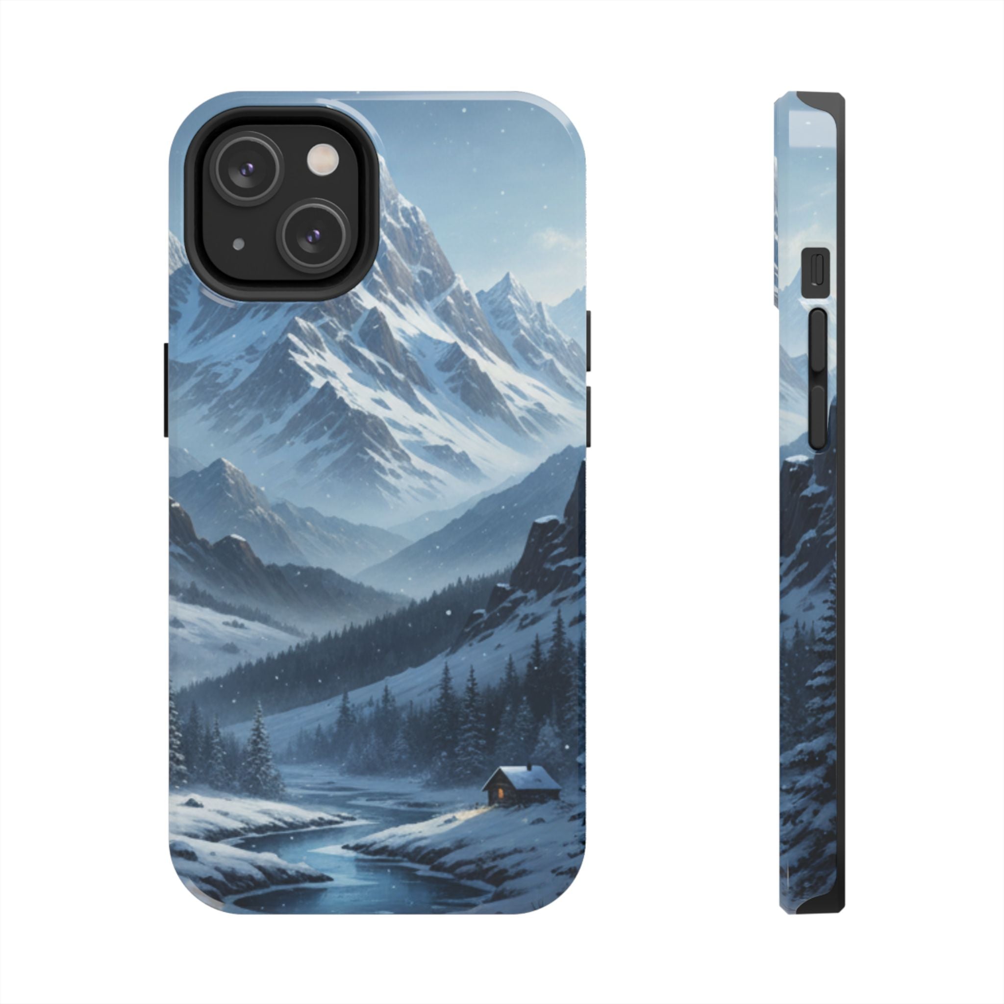 Tough Phone Case — Snowy Mountain Cabin Landscape Protective Phone Cover