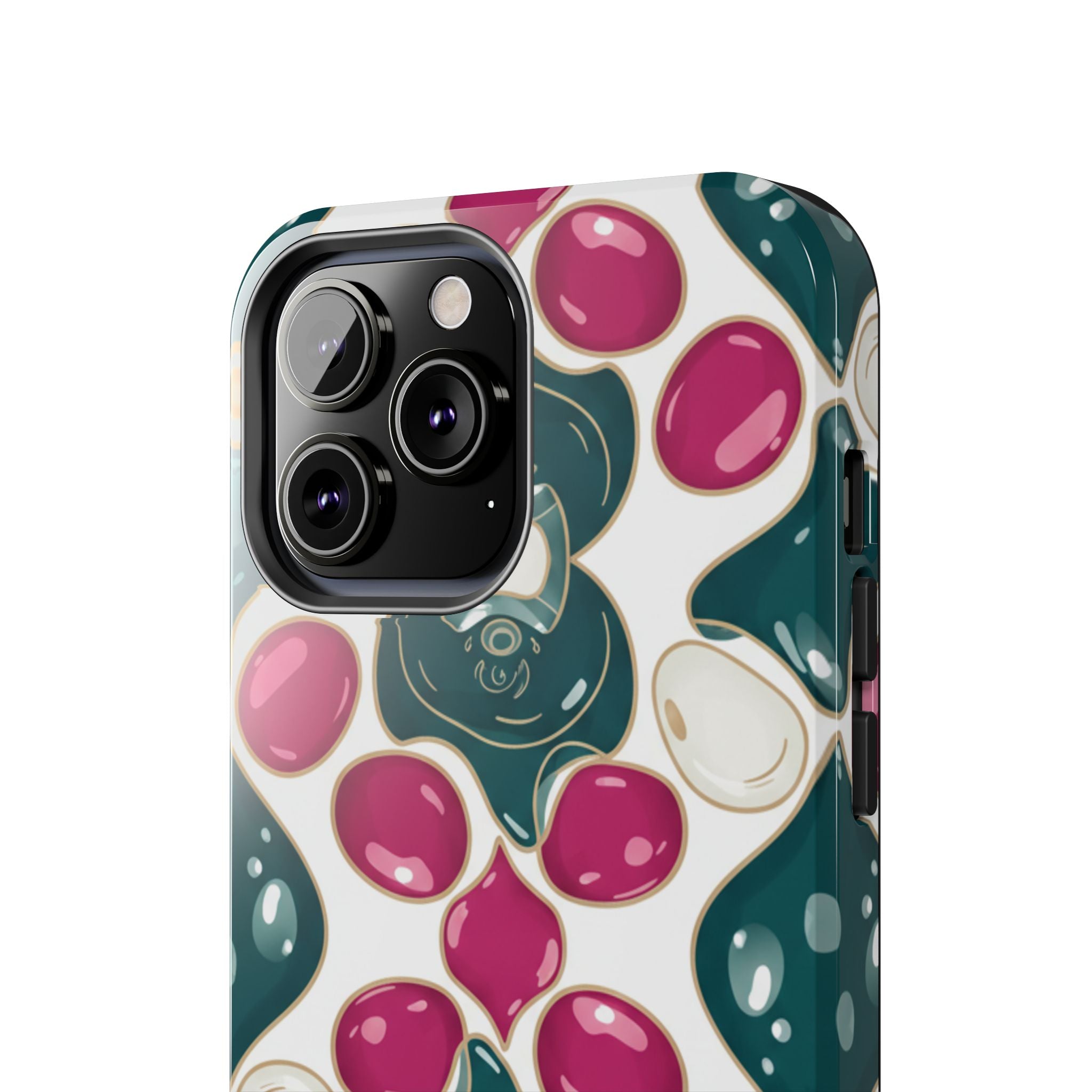 Floral Jewel Pattern Tough Phone Case — Teal & Fuchsia Protective Cover