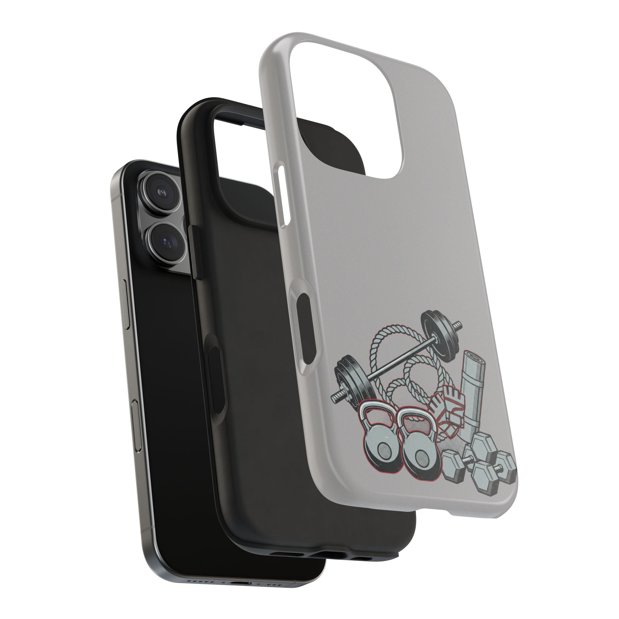 Fitness Gear Tough Phone Case — Dumbbells, Kettlebells & Jump Rope Design