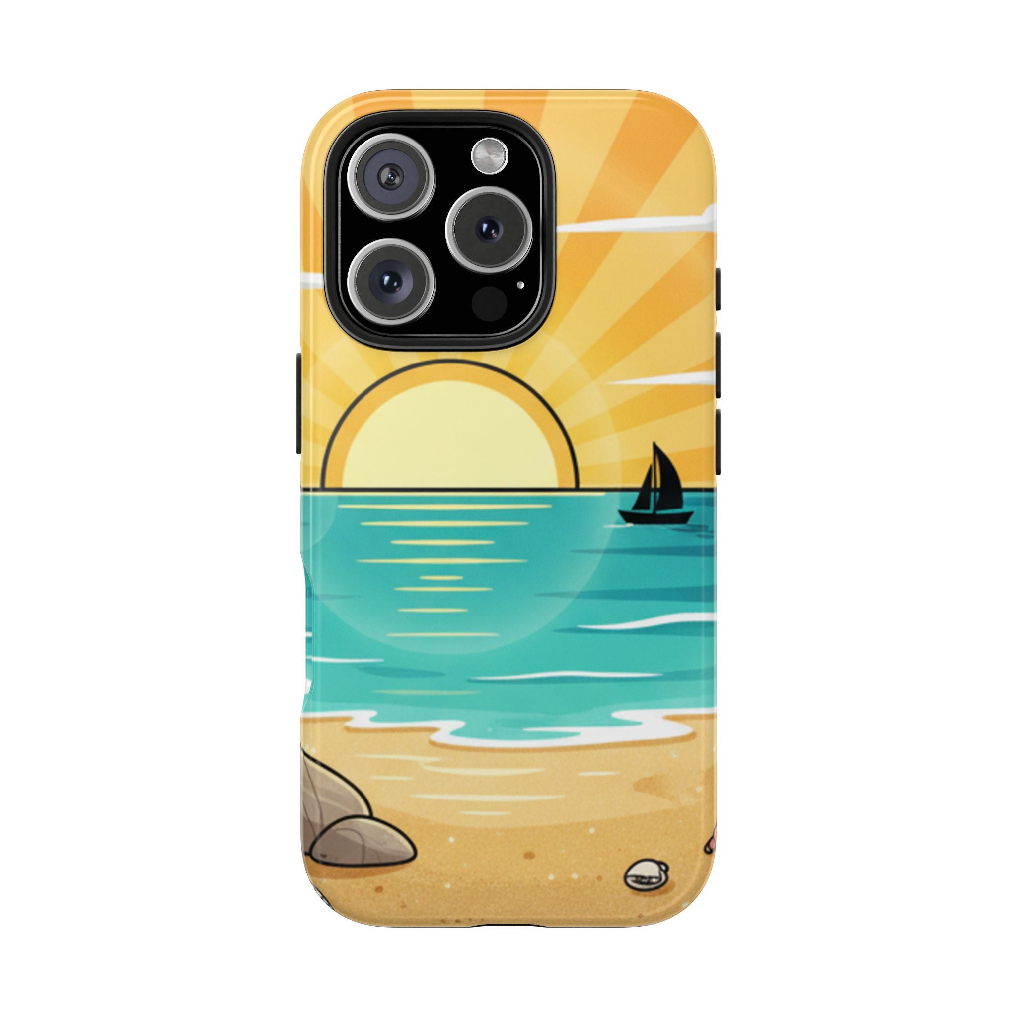 Tough Phone Case — Sunset Beach Sailboat Design