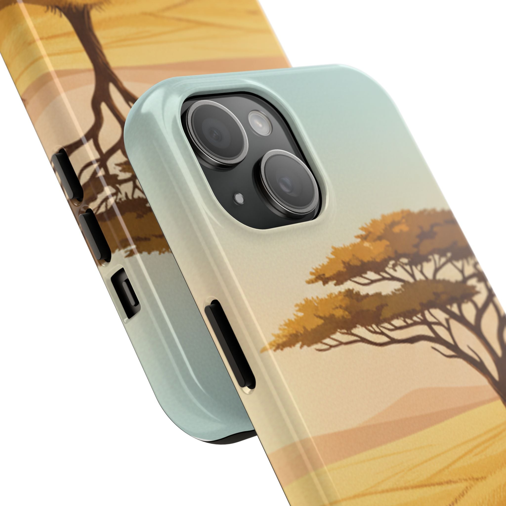 Safari Sunset Tough Phone Case — African Savanna Tree Design