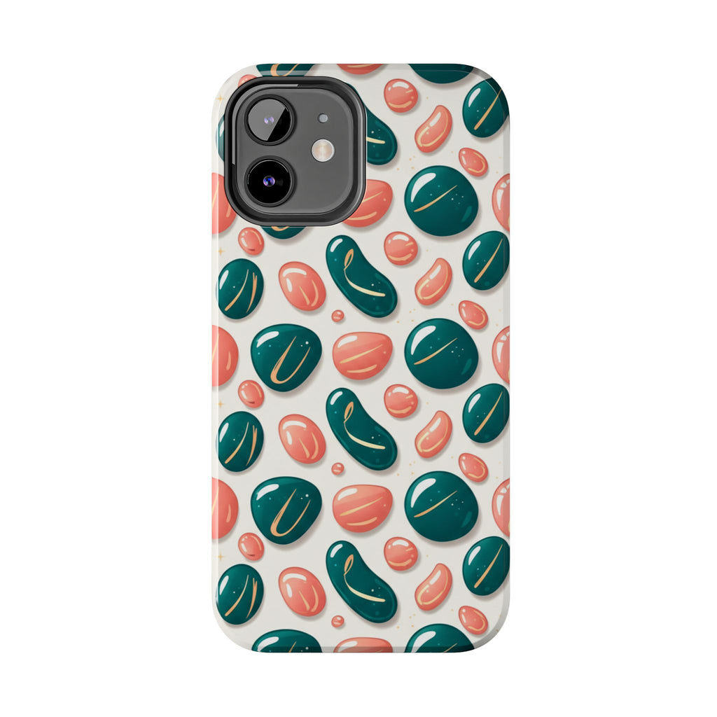 Abstract Pebble Pattern Tough Phone Case — Coral & Teal Protective Cover