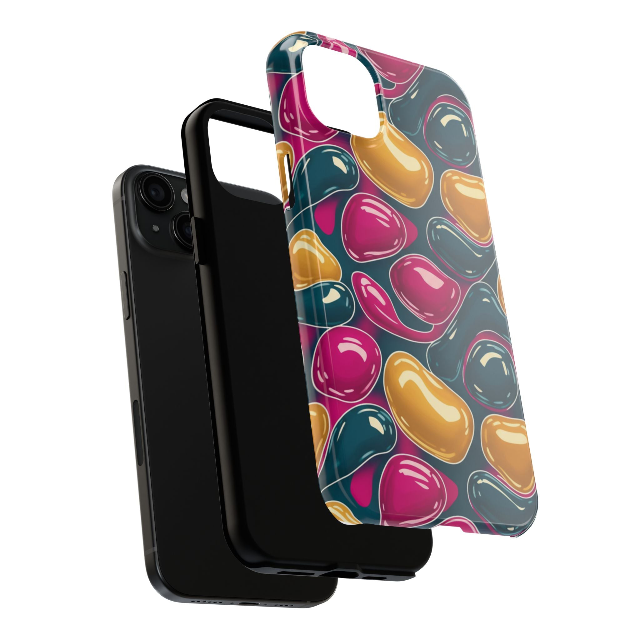 Abstract Colorful Blob Phone Case — Bold Teal, Magenta & Gold Protective Cover