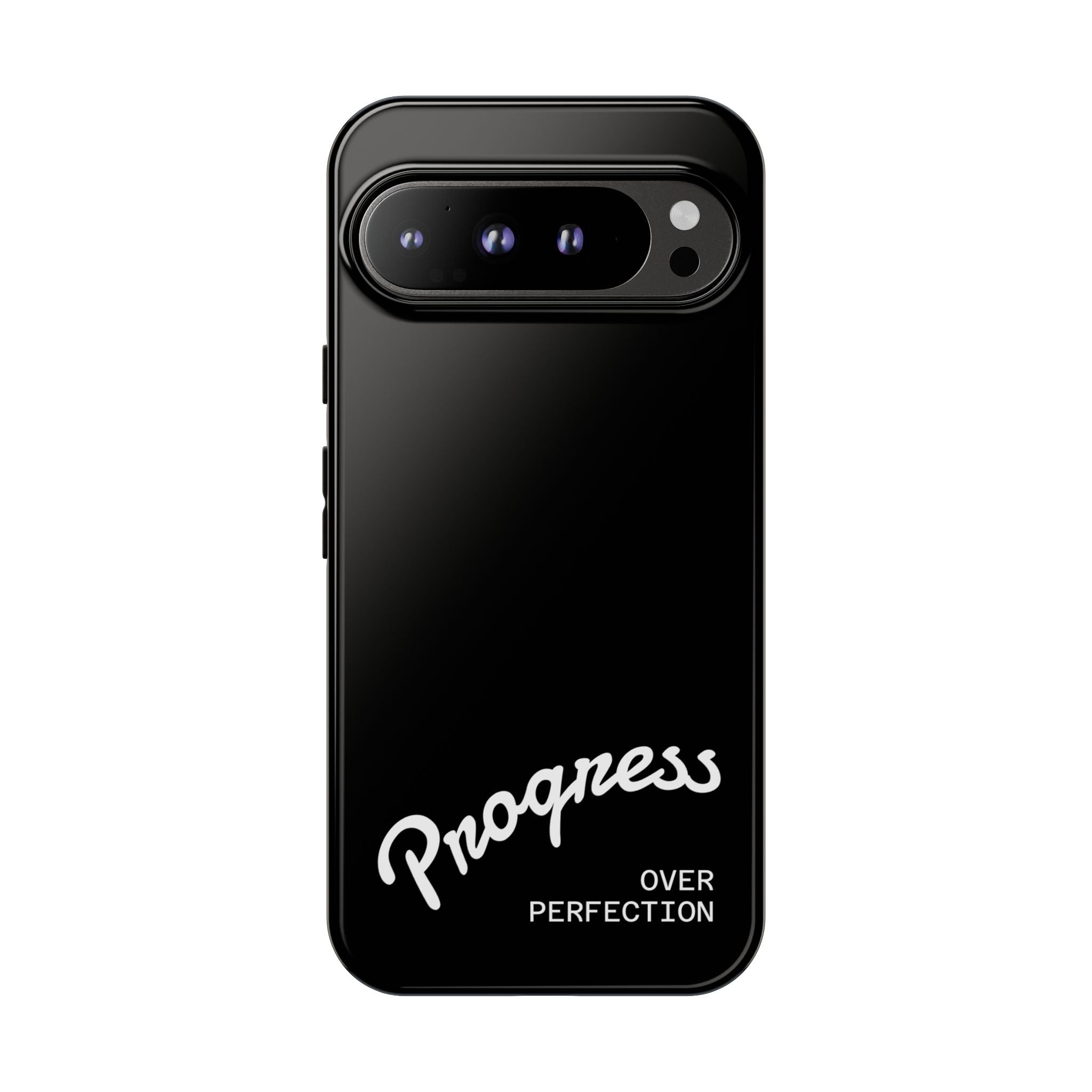 Phone Case - "Progress Over Perfection" Glossy Black Protective Cover