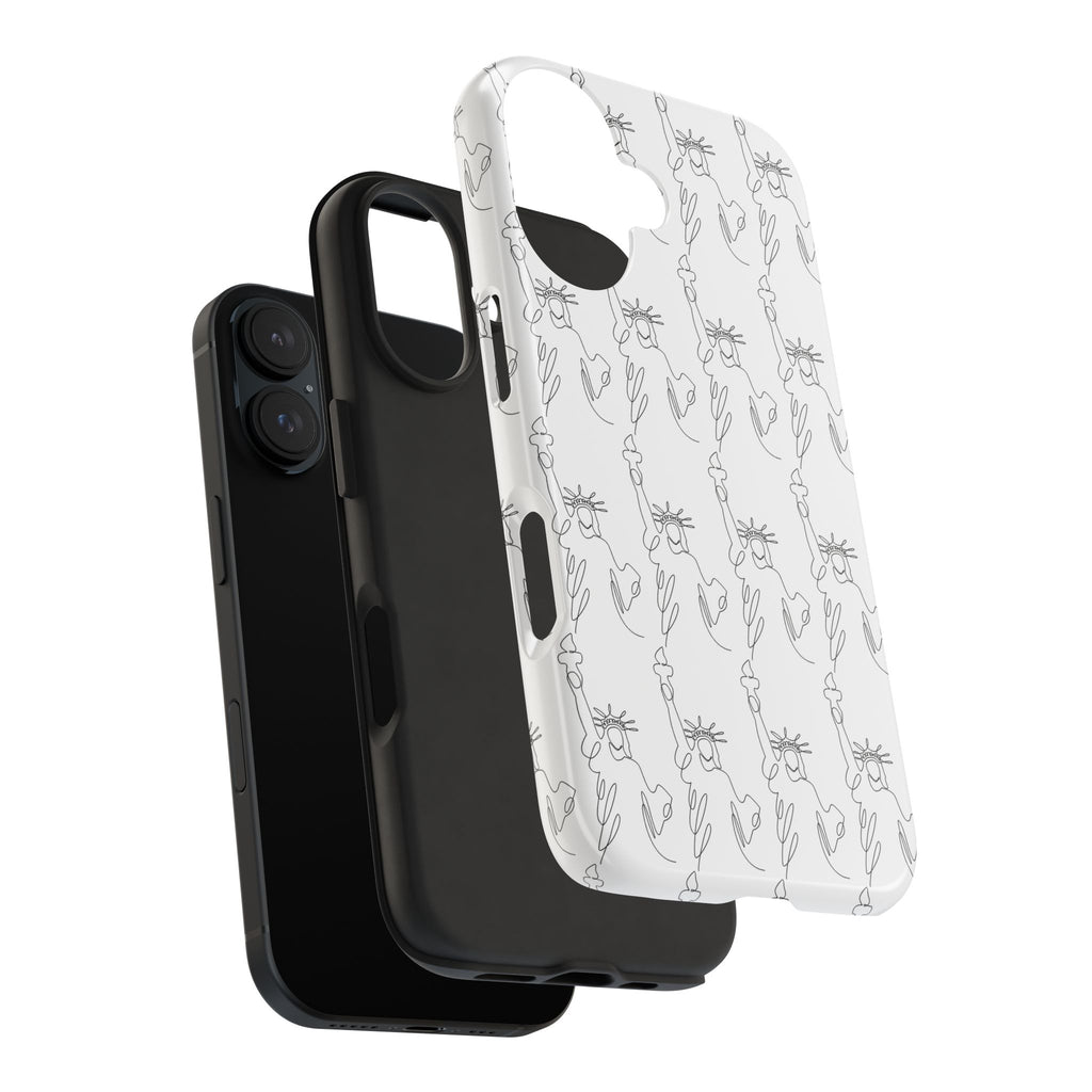 Statue of Liberty Sketch Tough Phone Case — Minimal Patriotic iPhone Cover