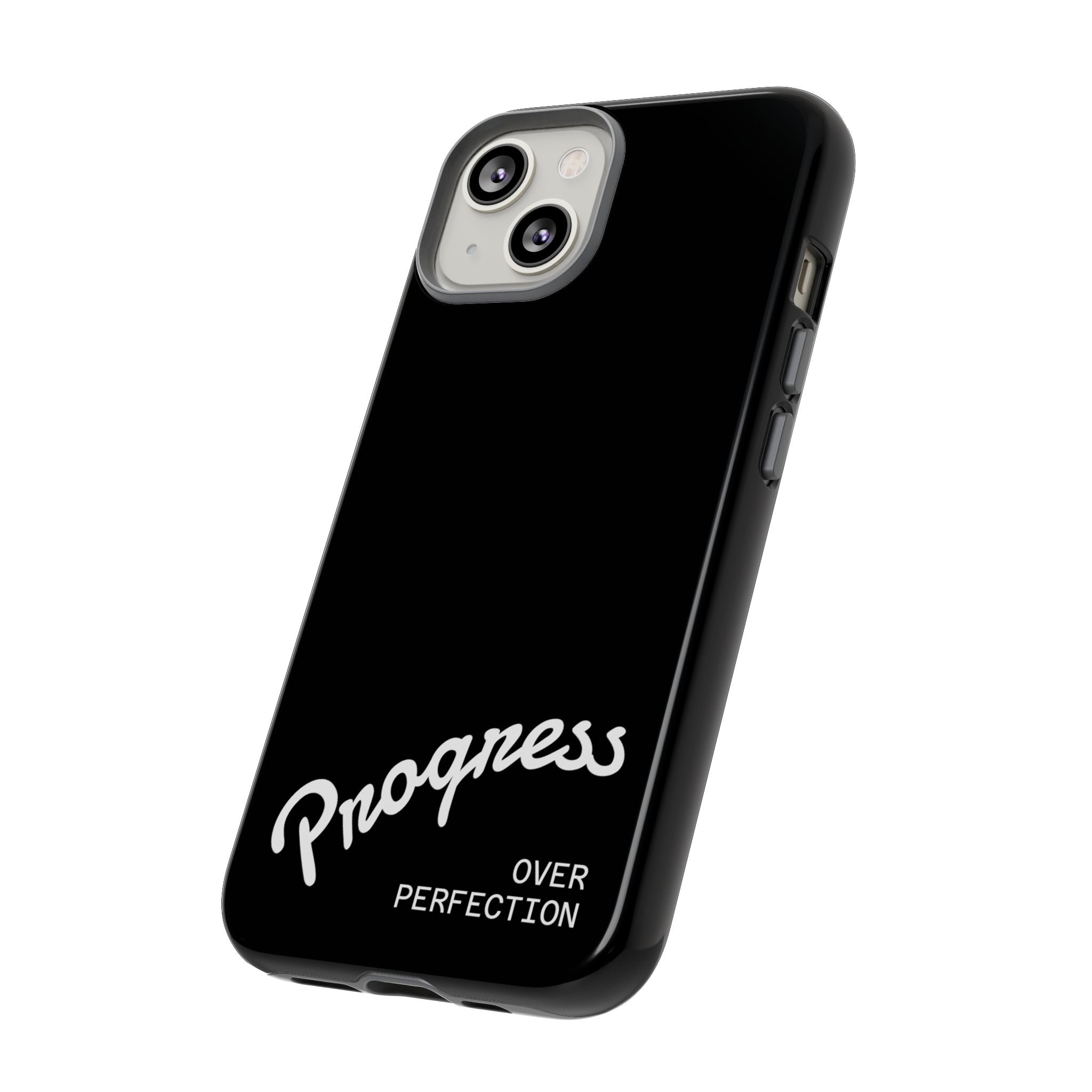 Phone Case - "Progress Over Perfection" Glossy Black Protective Cover