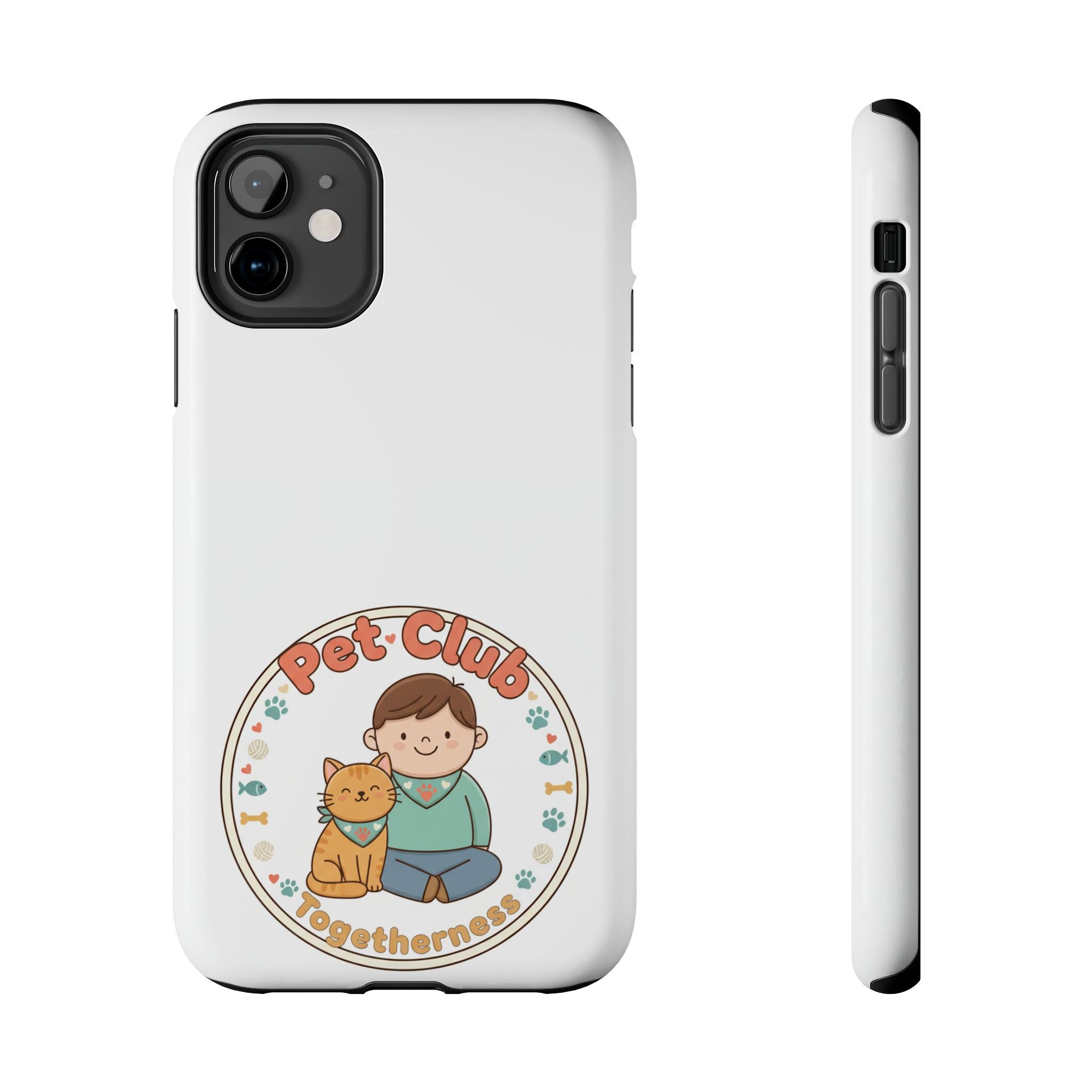 Pet Club Tough Phone Case — Cute Boy & Cat Illustration, "Togetherness" Design