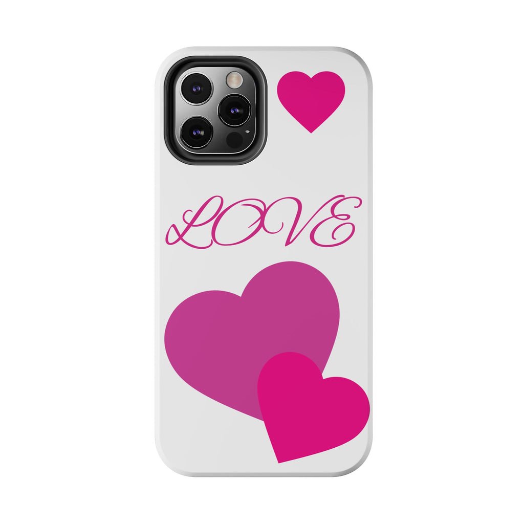 Love Heart Tough Phone Case — Pink Hearts Protective Phone Cover