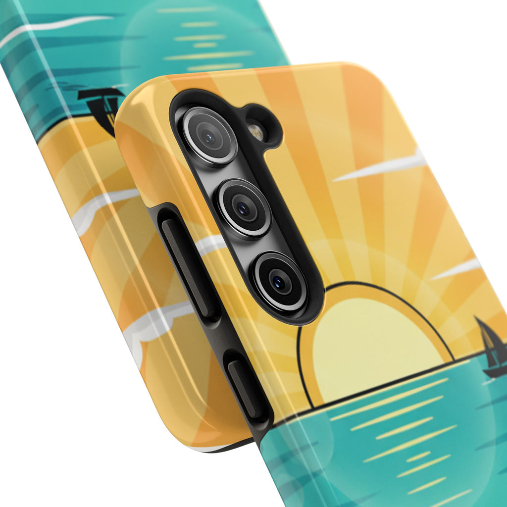 Tough Phone Case — Sunset Beach Sailboat Design
