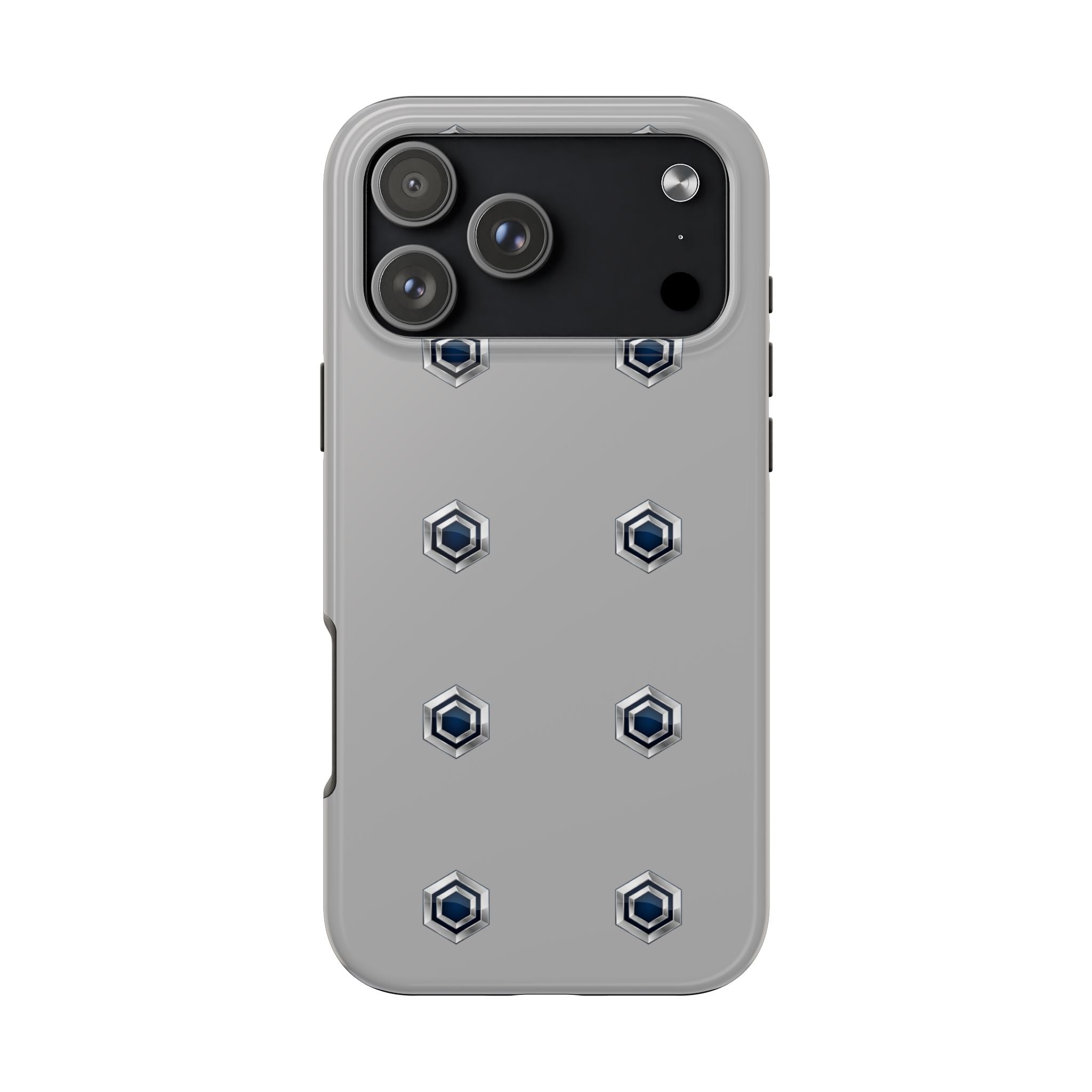 Tough Phone Case — Minimal Hex Rivet Armor (Gray)